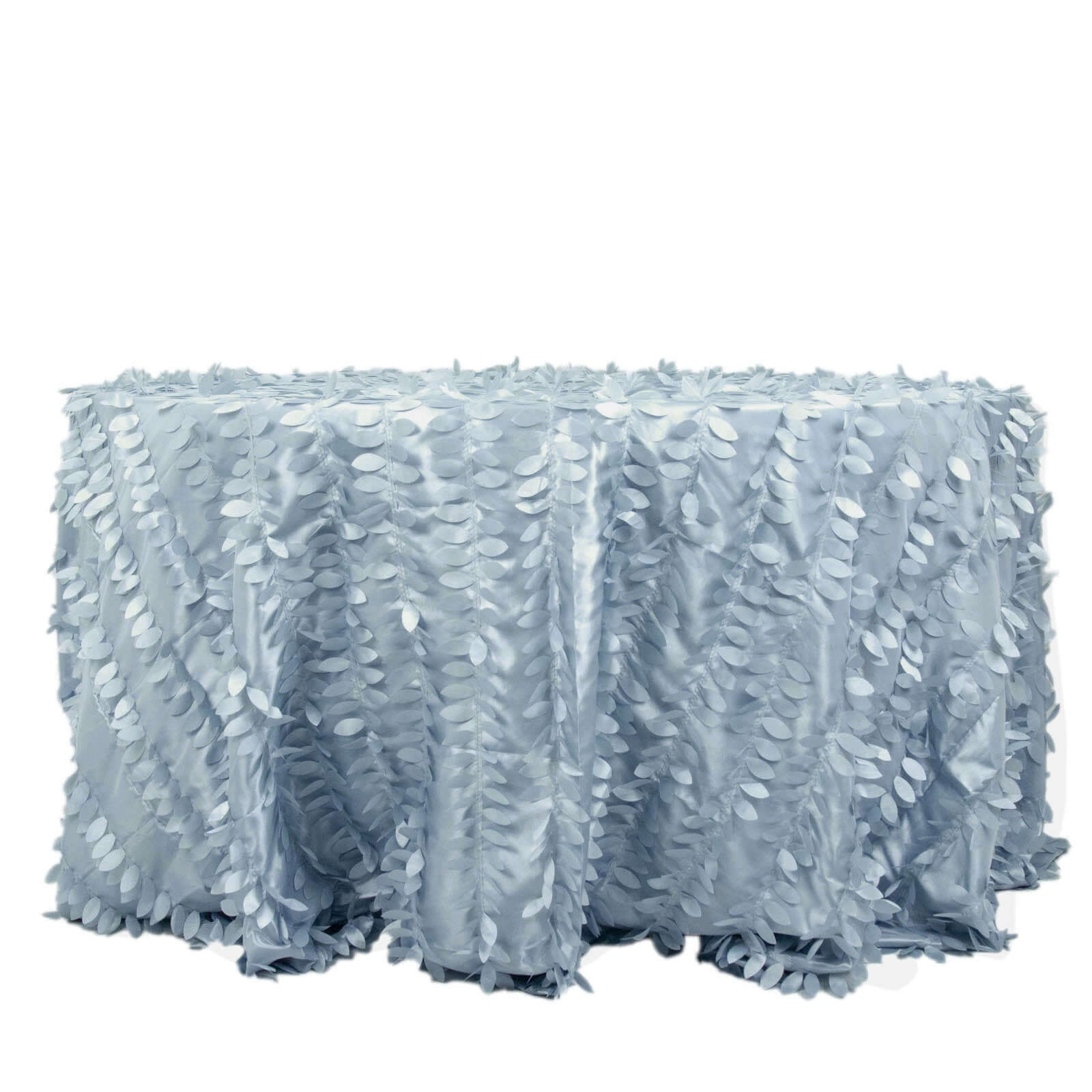 Taffeta 132 Round Tablecloth Dusty Blue | 3D Leaf Petal Design Seamless Table Cover
