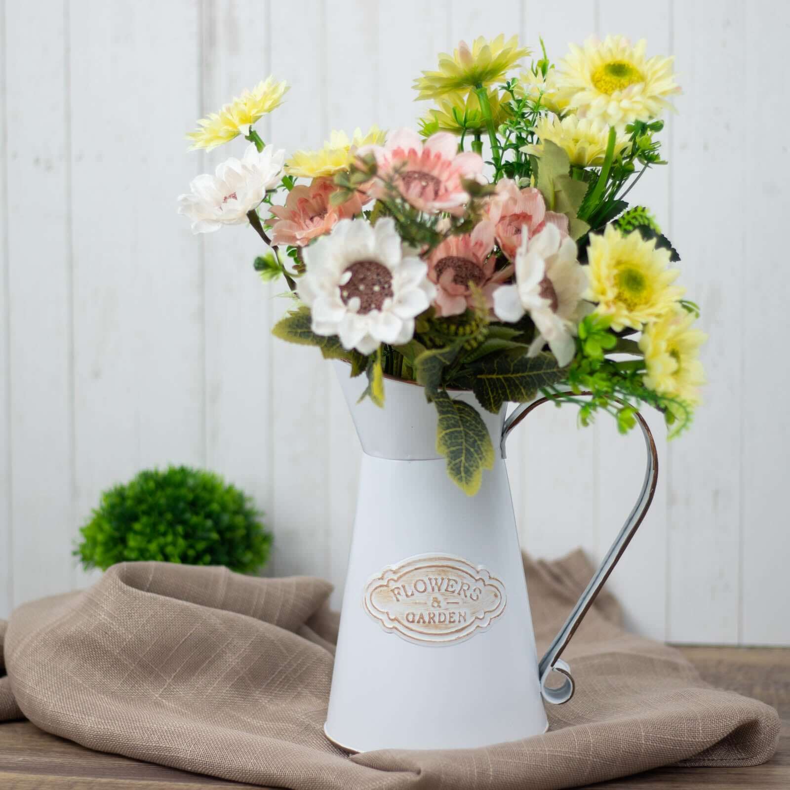 Metal Garden Water Pitcher Rustic Milk Jug Design - Shabby Chic Decorative Flower Vase 9