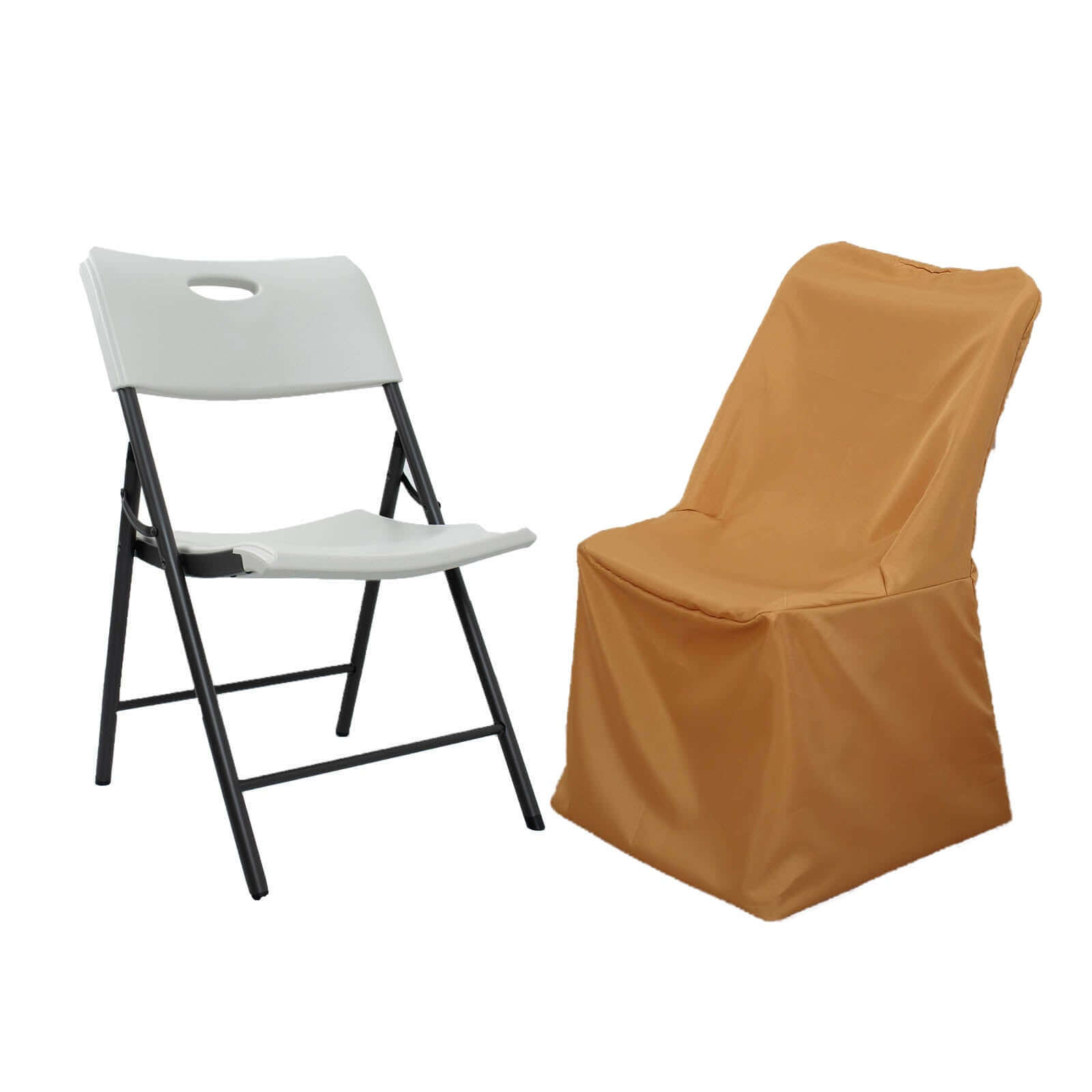 Polyester Chair Cover for Folding Lifetime Chairs Gold - Reusable Durable Slip-On Cover