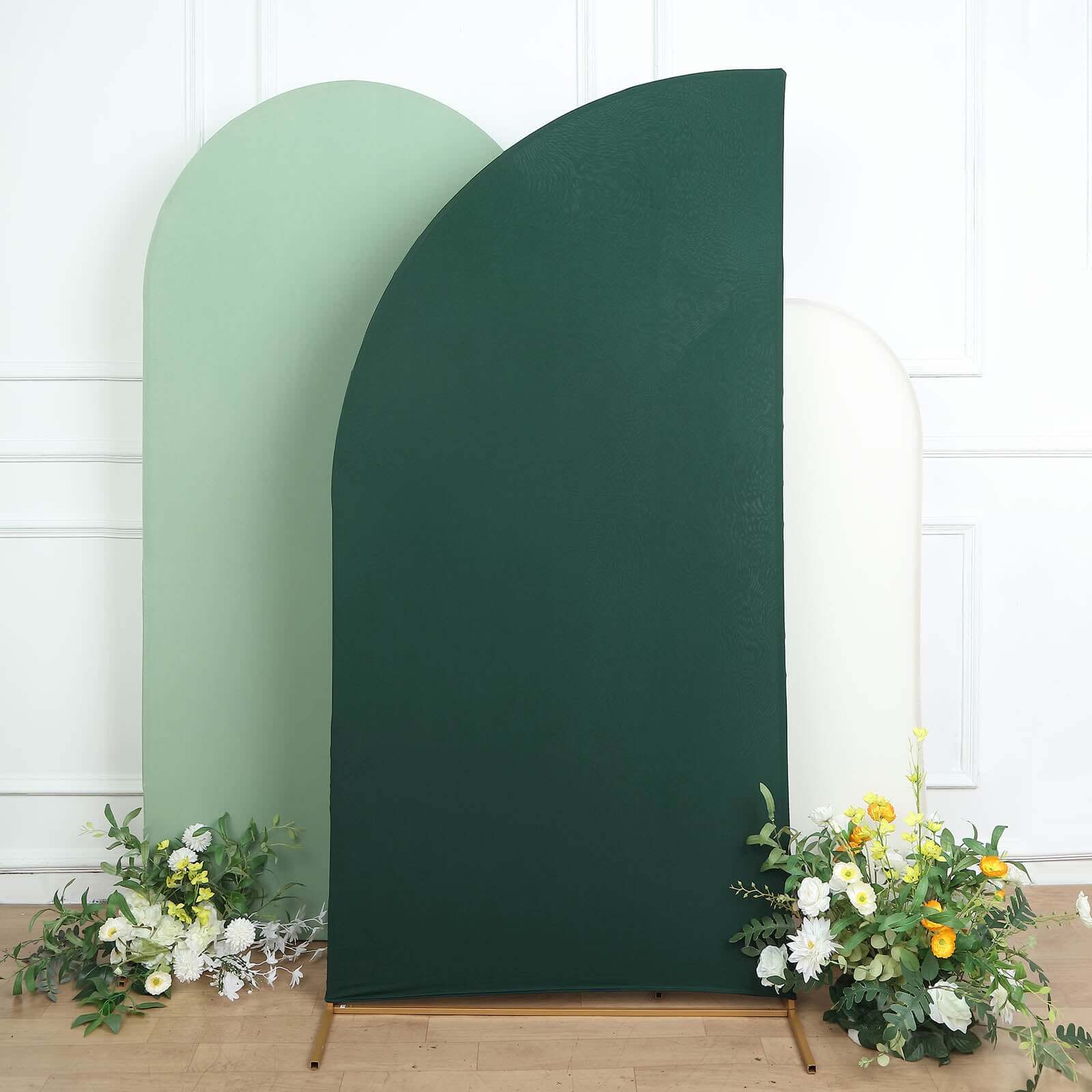 7ft Matte Hunter Emerald Green Spandex Half Moon Chiara Backdrop Stand Cover, Custom Fitted Wedding Arch Cover