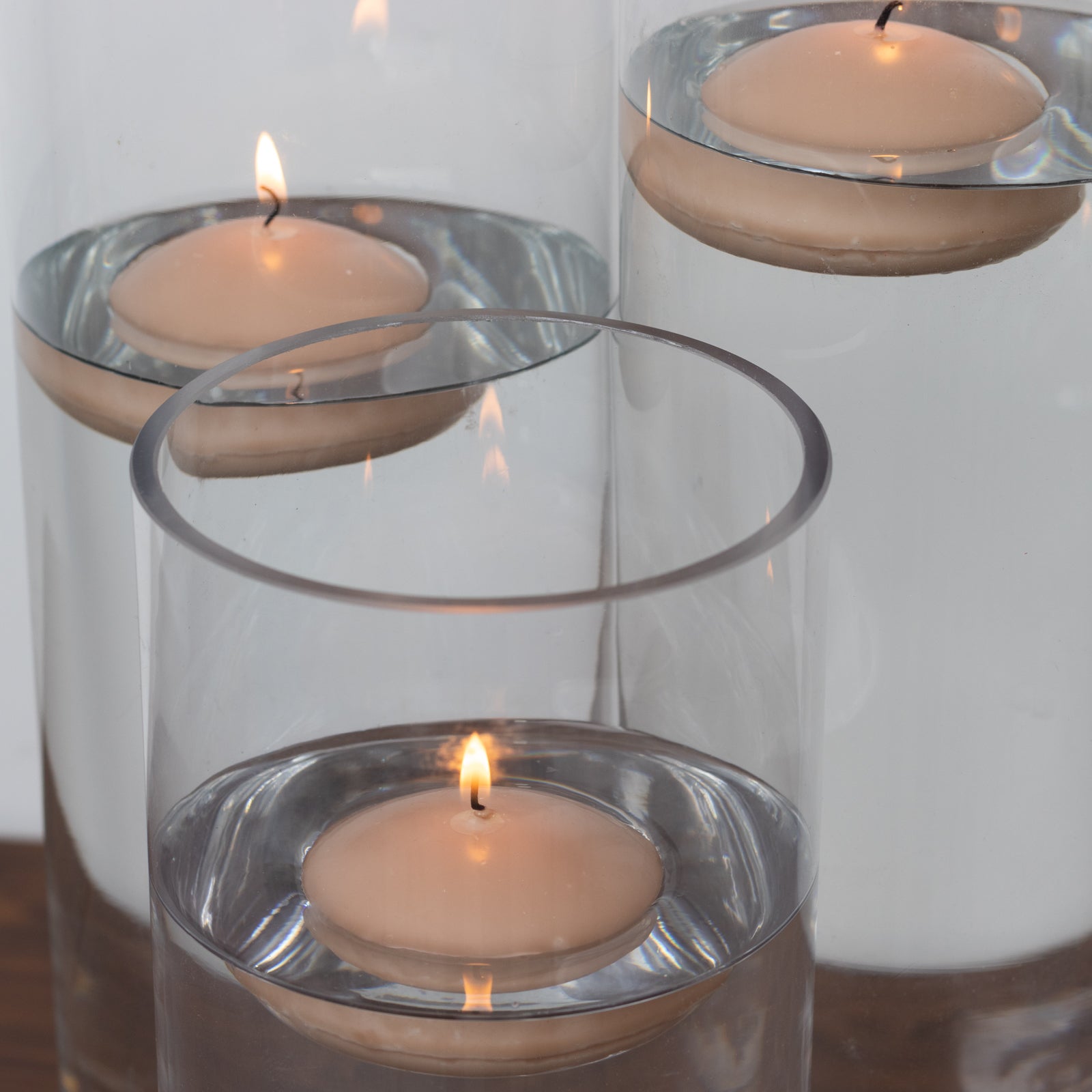 12 Pack 3 Beige Floating Candles, Unscented Dripless Wax Discs for Centerpieces