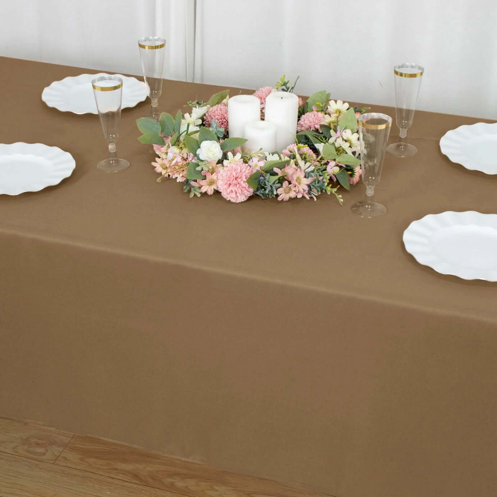 Polyester 60x102 Rectangle Tablecloth Taupe - Durable and Stylish Table Cover