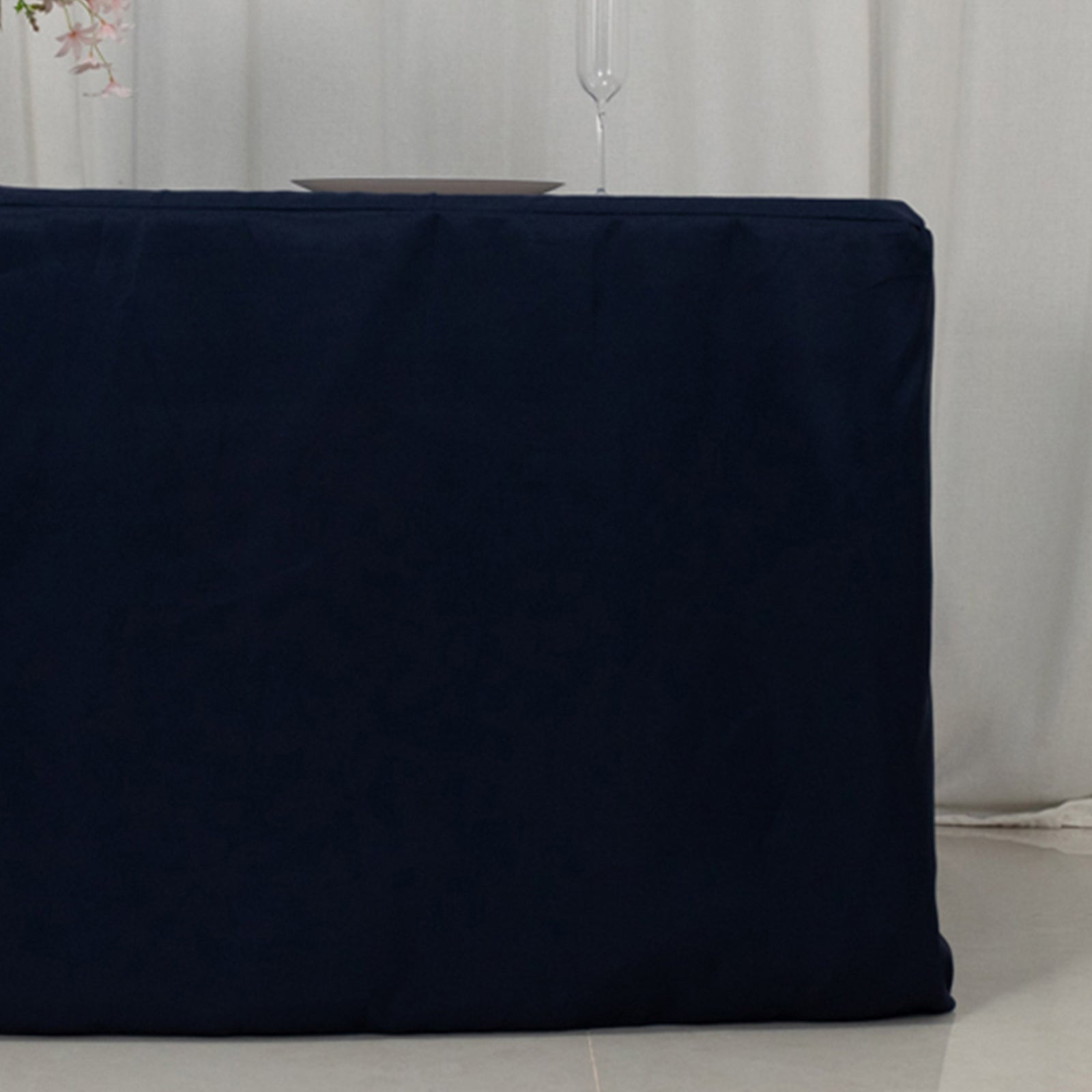 Fitted Polyester 72x30 Rectangle Tablecloth Navy Blue with Open Back Design - Easy to Maintain and Wrinkle-Resistant Table Cover