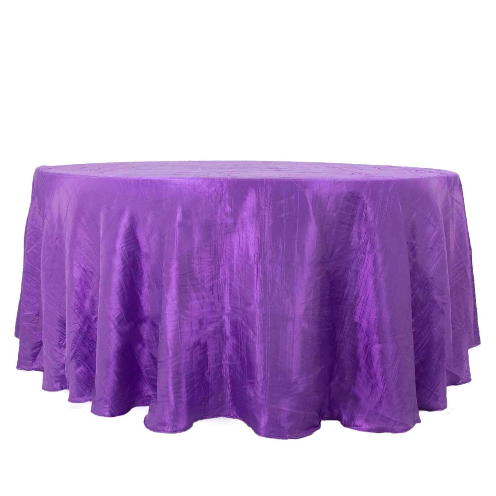 Taffeta 120 Round Tablecloth Purple - Seamless Accordion Crinkle Table Cover