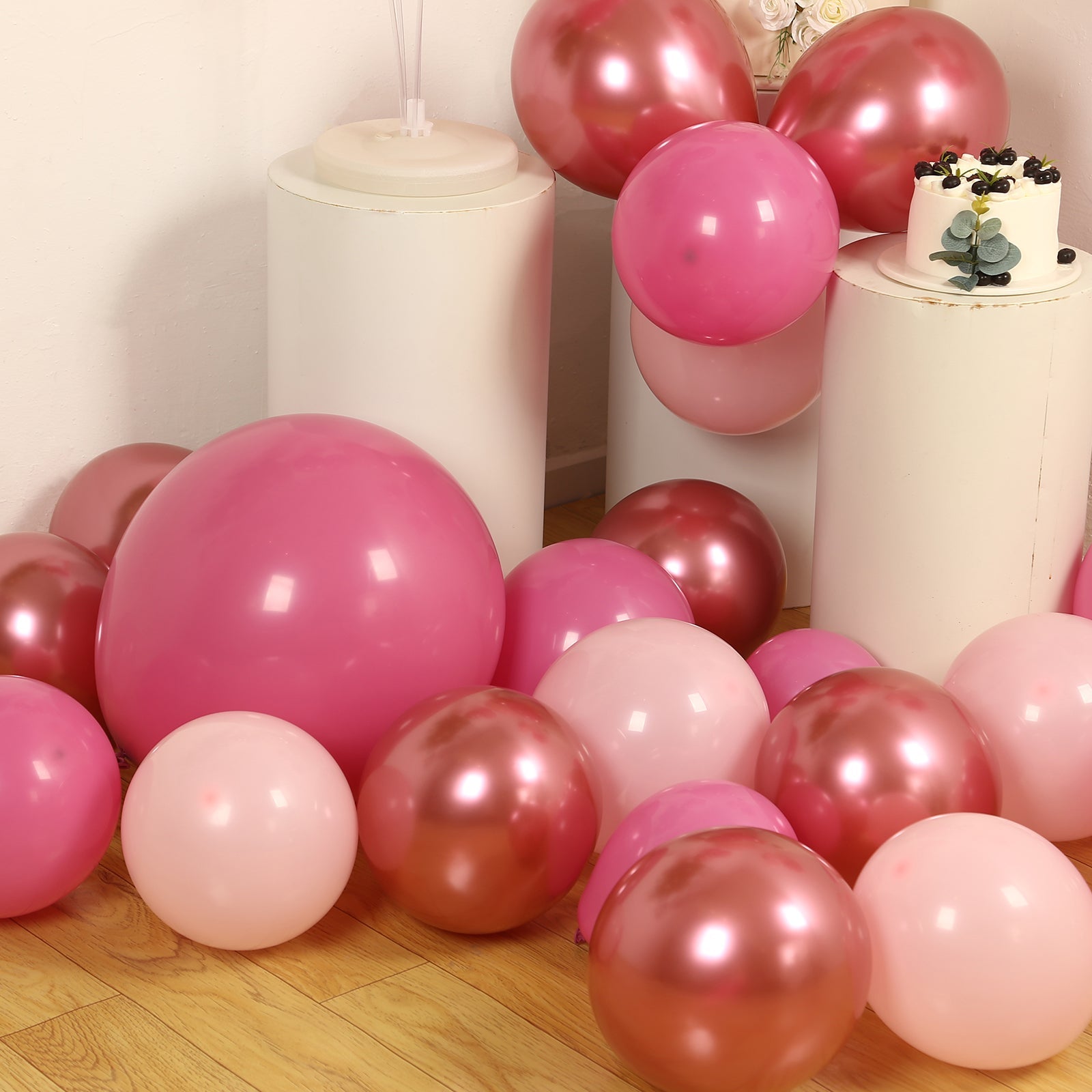 Set of 94 Rose Gold Pink Biodegradable Balloon Arch Kit, Thick Latex Party Balloon Garland