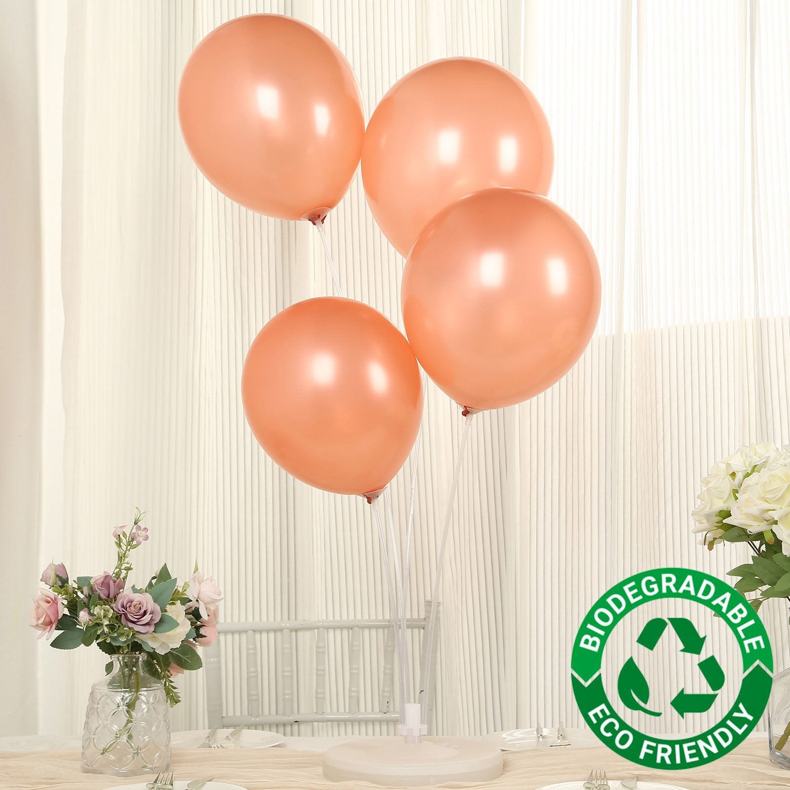 50 Pack Rose Gold Biodegradable Balloons, 12 Thickened Extra Strong Eco-friendly Latex Helium Party Balloons