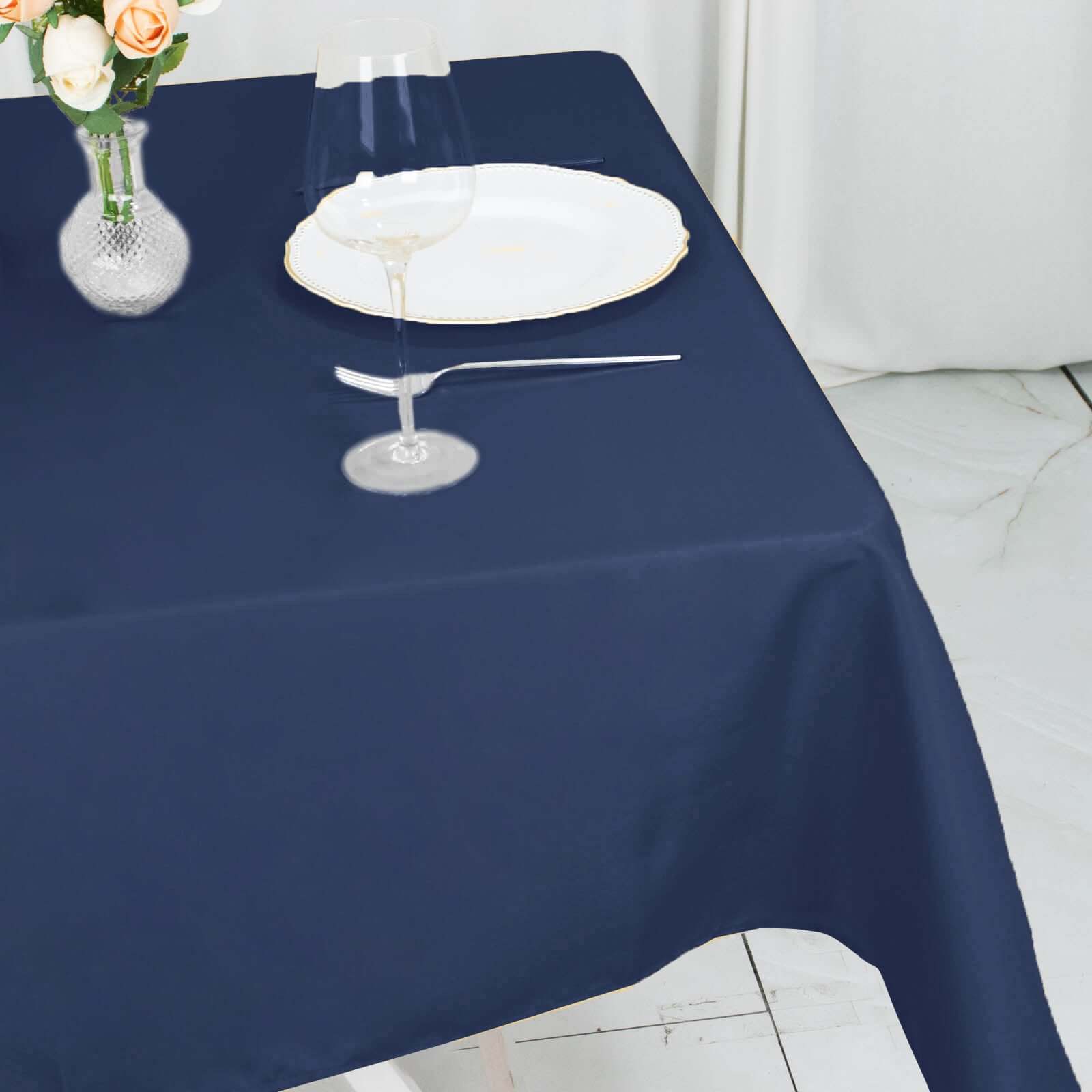 Premium Polyester 54x54 Square Tablecloth Navy Blue - Stain and Wrinkle-Resistant 220GSM Table Cover