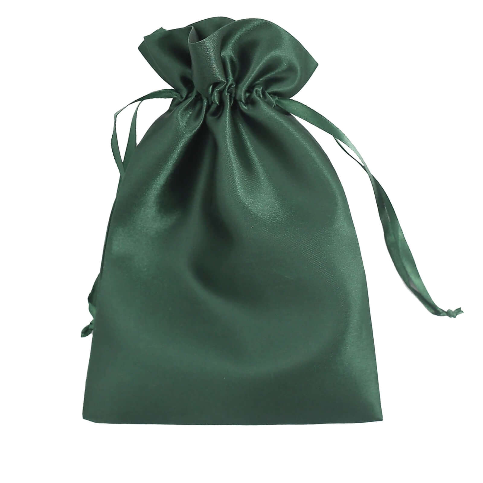 12 Pack 6x9 Hunter Emerald Green Satin Wedding Party Favor Bags, Drawstring Pouch Gift Bags