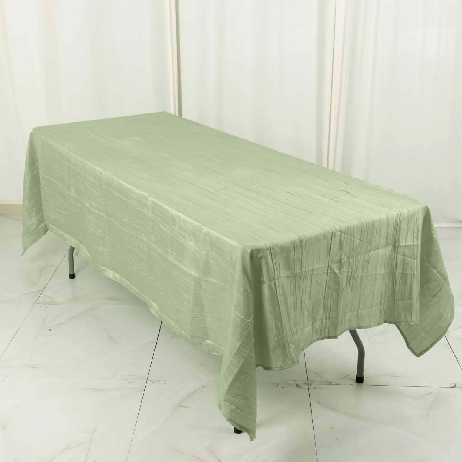 Taffeta 60x102 Rectangle Tablecloth Sage Green - Accordion Crinkle Table Cover