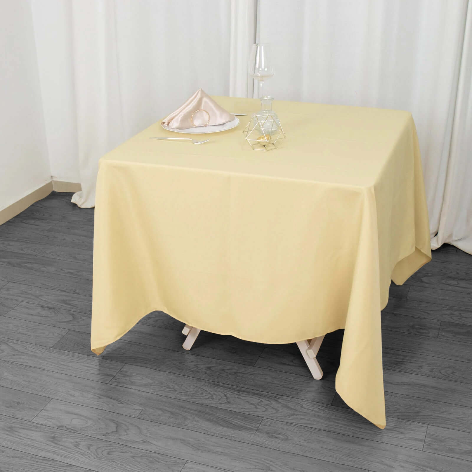 Premium Polyester Square Tablecloth 70x70 Champagne 220GSM Wrinkle-Resistant Table Cover