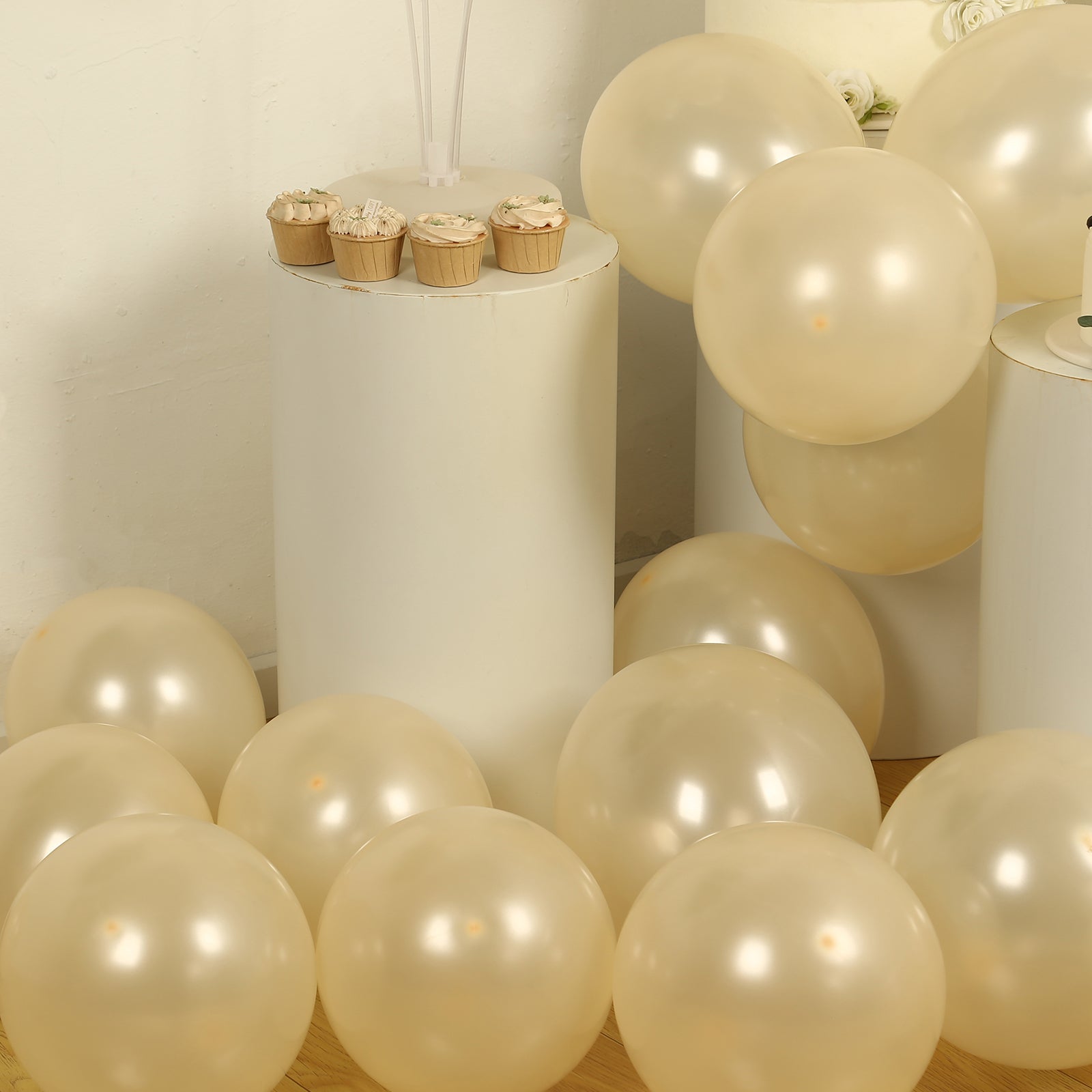 50 Pack Matte Pastel Cream Biodegradable Balloons 12, Round Eco-friendly Thick Latex Party Balloons