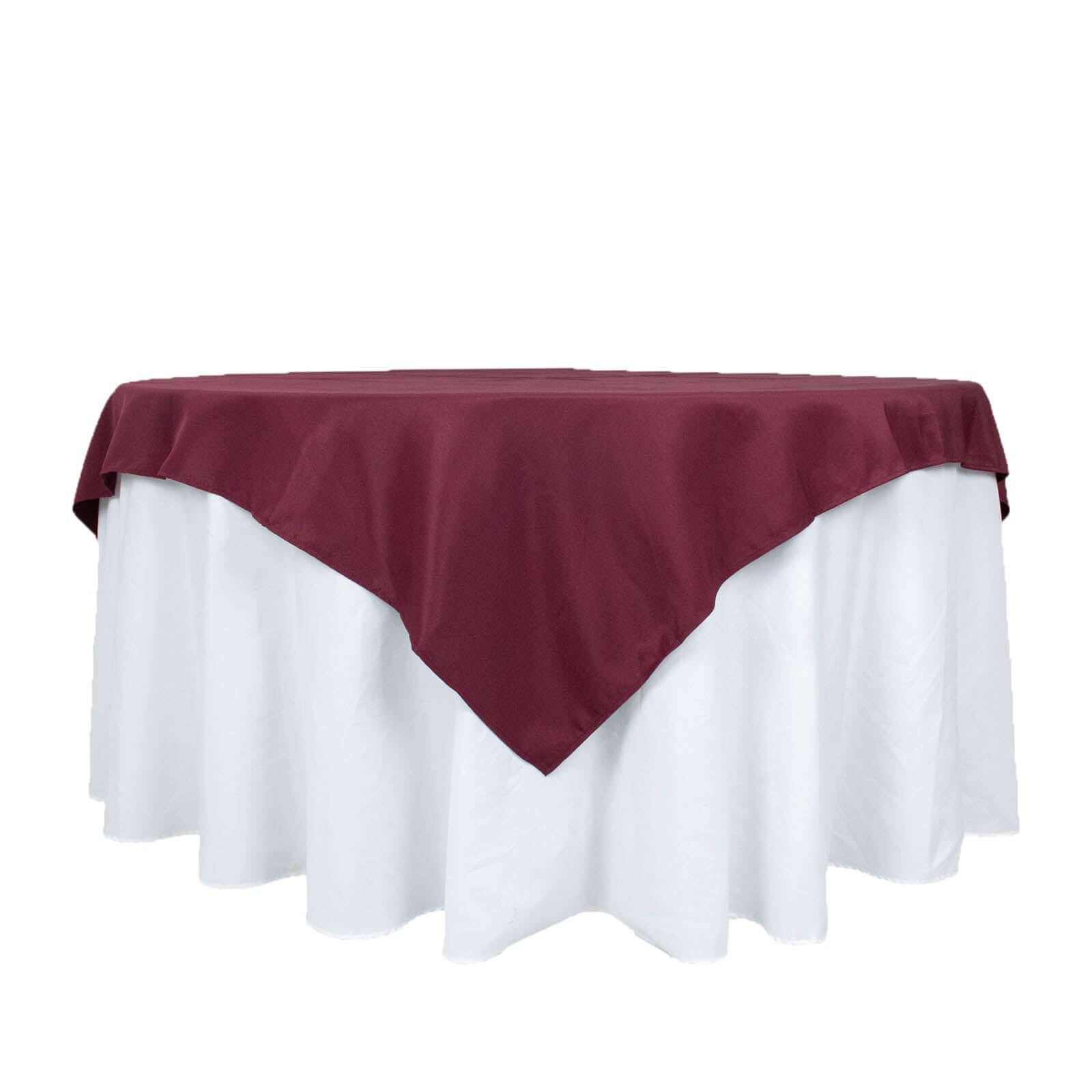 Premium Polyester 70x70 Table Overlay Square Tablecloth Burgundy 220GSM Wrinkle-Resistant Table Cover