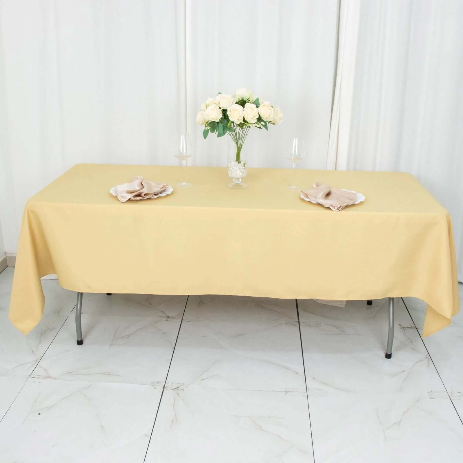 Premium Polyester 60x102 Rectangle Tablecloth Champagne - Durable 220GSM Wrinkle-Resistant Table Cover