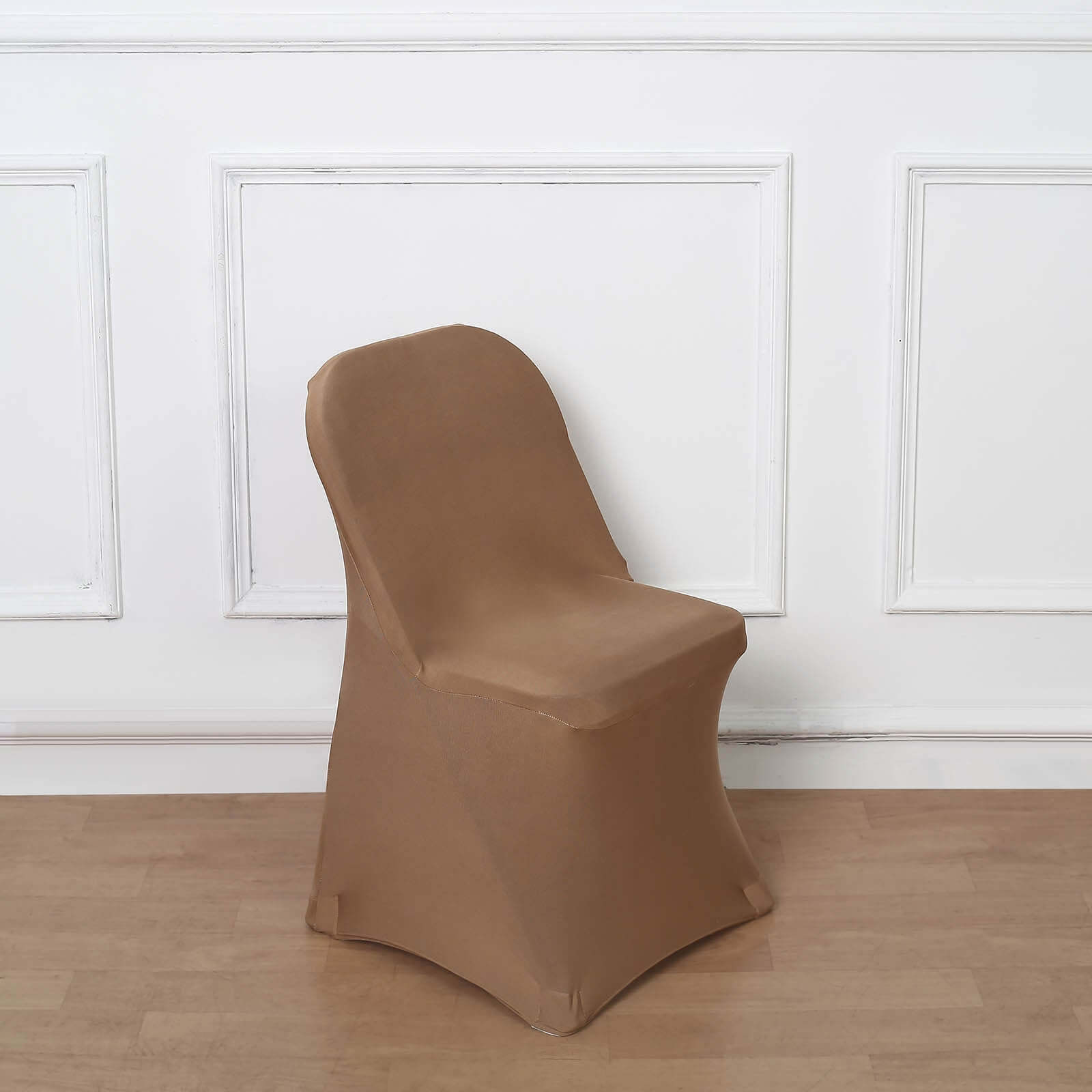 Stretch Spandex Chair Cover Taupe for Folding Chairs - Reusable & Wrinkle-Resistant 160GSM Fitted Slipcover