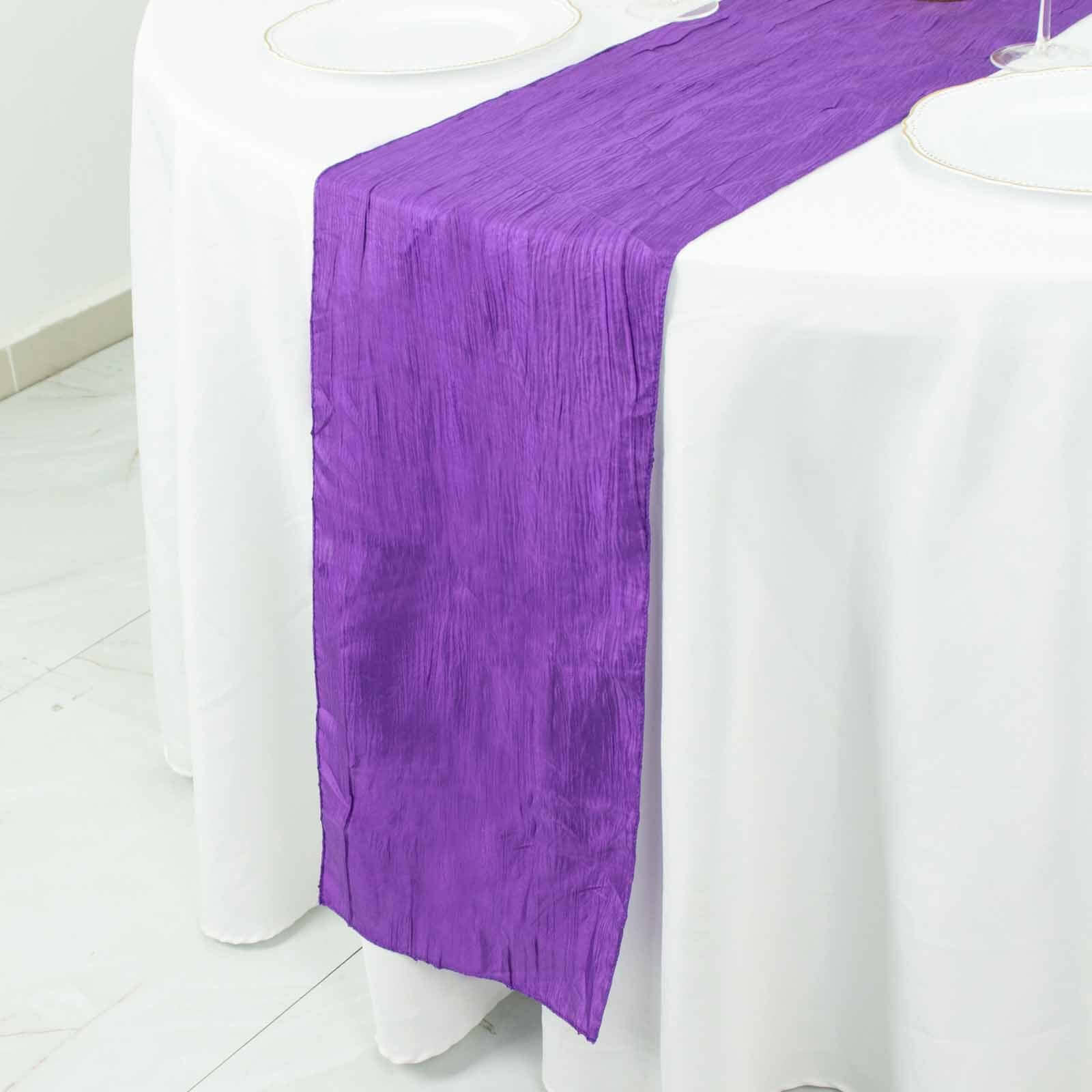 Taffeta 12x108 Table Runner Purple - Accordion Crinkle Design