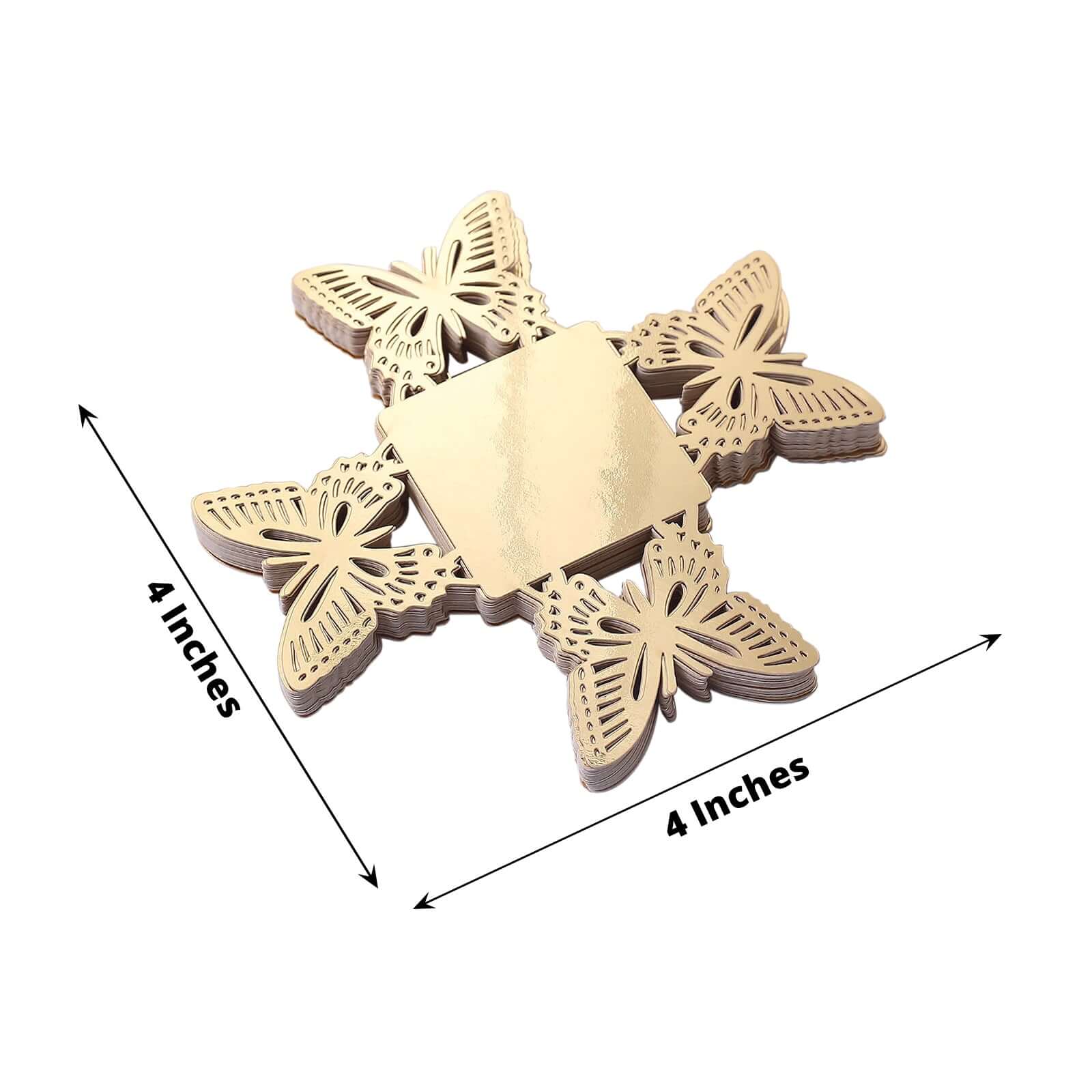 50-Pack Mini Paper Truffle Cup Liners Butterfly Square Design Metallic Gold - 225GSM Cupcake Tray Wrappers 4