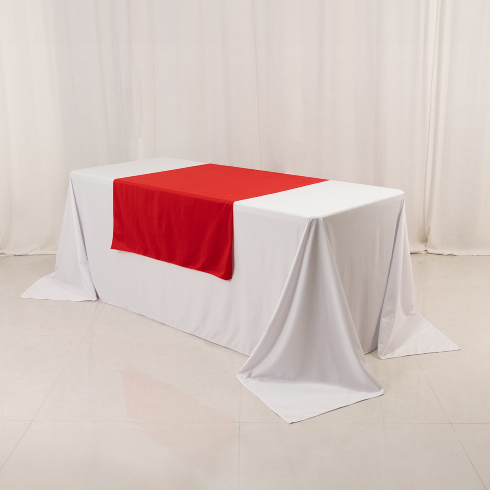 Wide Polyester 36x72 Table Runner Red - Durable Trade Show Table Linen