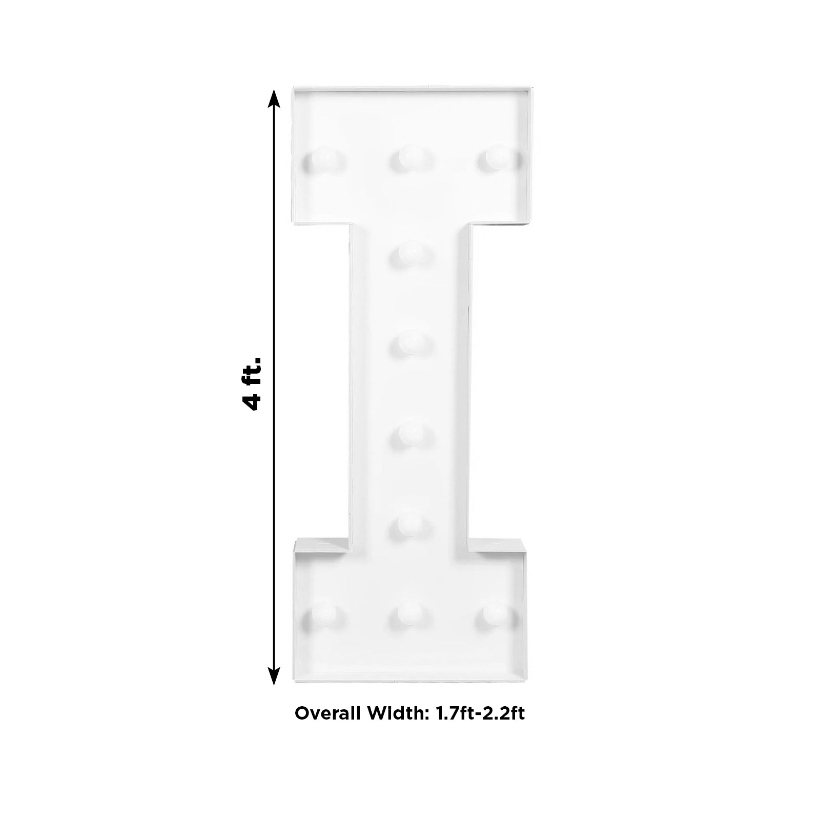 Giant LED Marquee Light Up Letter I, White 4ft Pre-Cut Foam Board with 10 Warm White Battery Operated LEDs, Glue Gun and Sticks