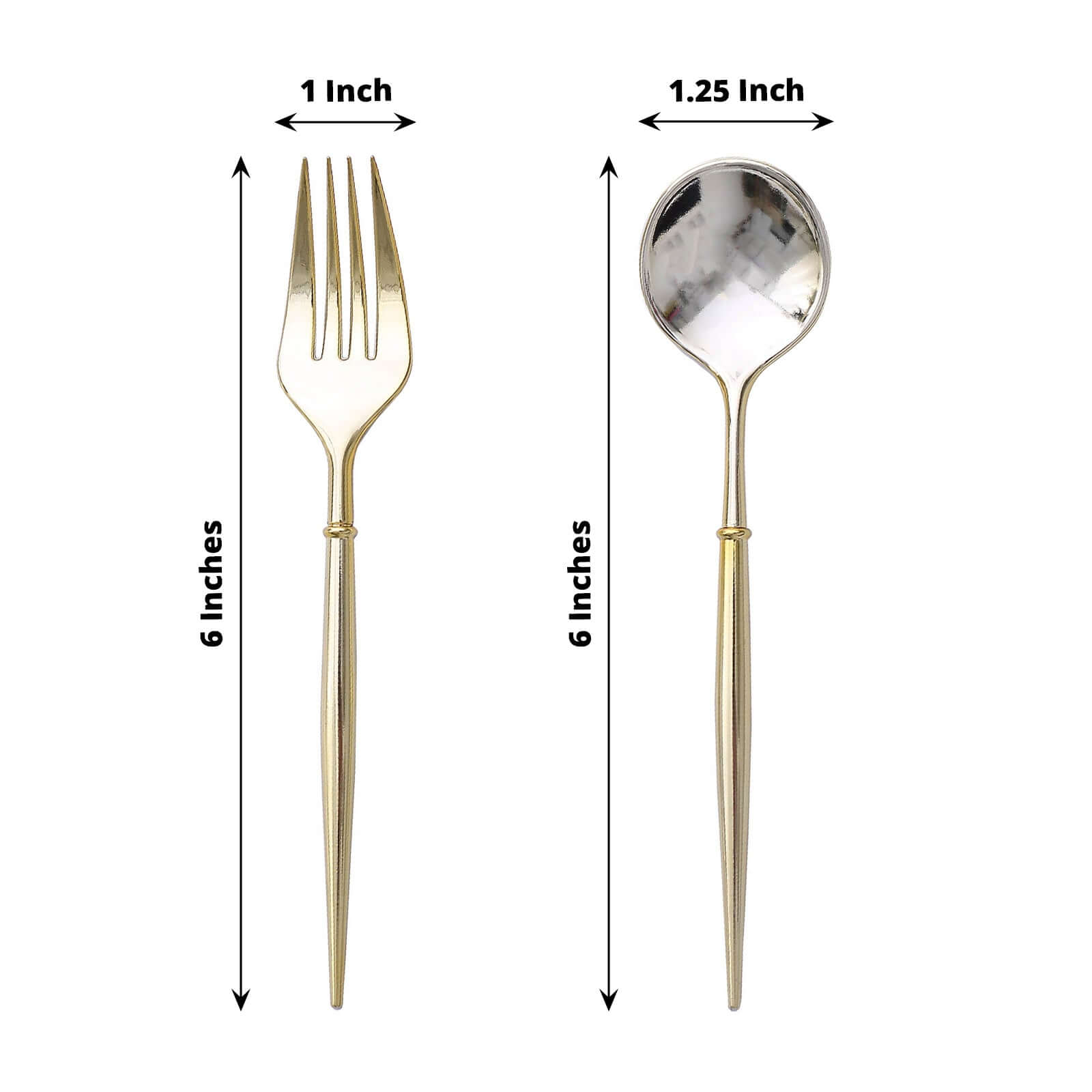 24-Pack Plastic Fork and Spoon Set Metallic Gold - Heavy Duty Disposable Modern Utensils 6