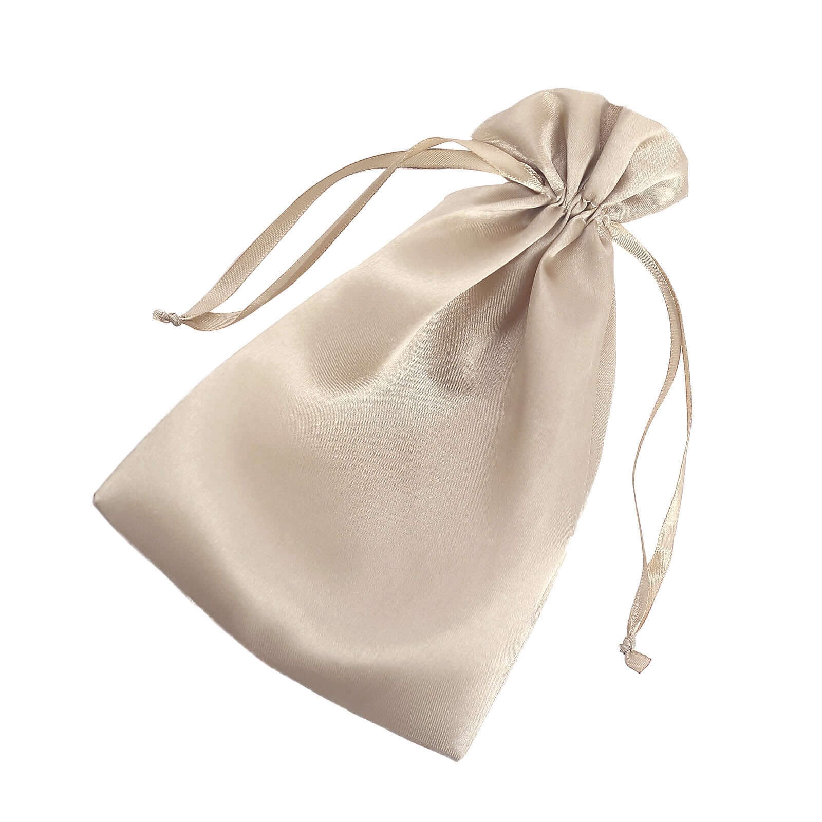 12 Pack 6x9 Beige Satin Drawstring Wedding Party Favor Gift Bags