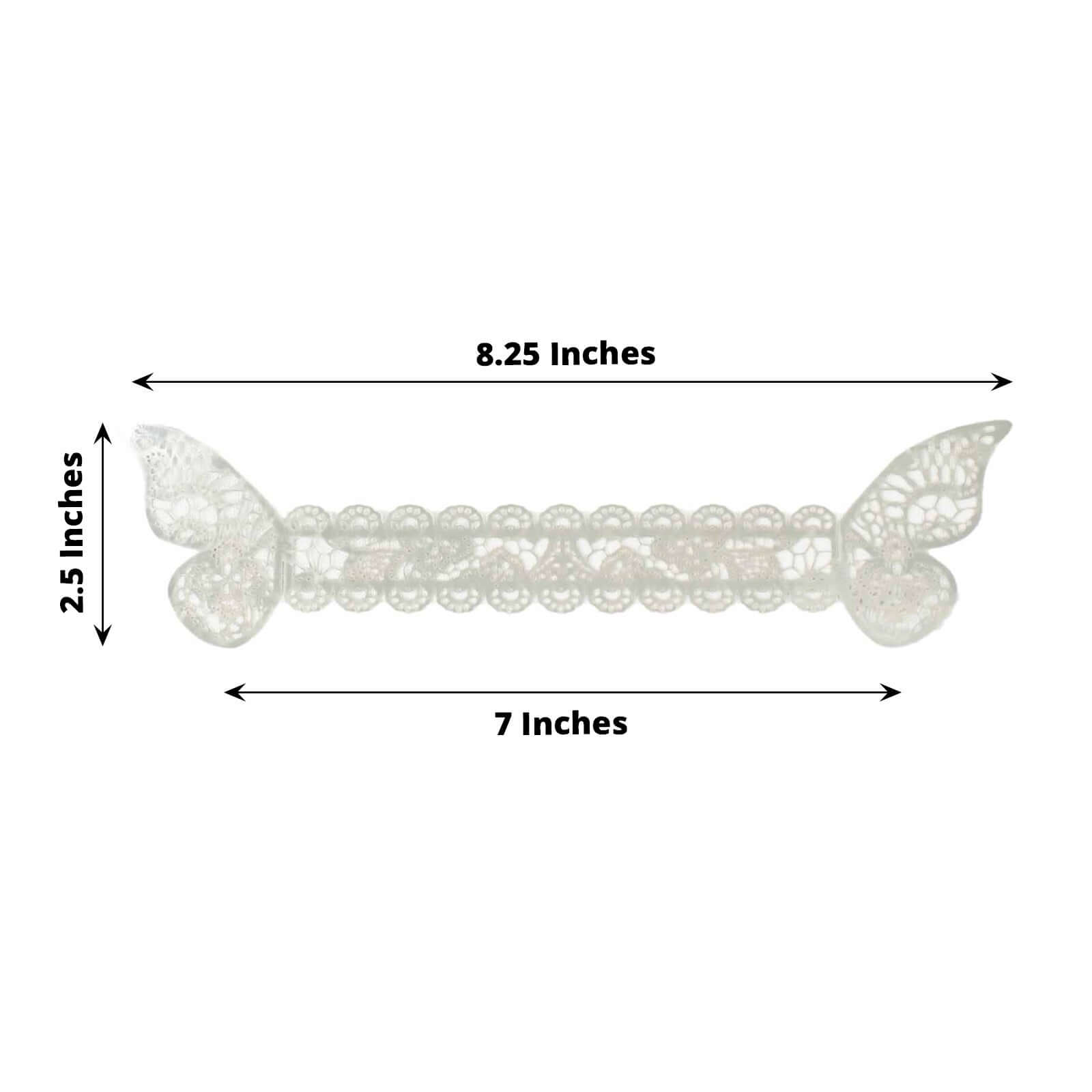 12-Pack Paper Napkin Rings Laser Cut Butterfly Metallic Silver - Decorative Serviette Holders