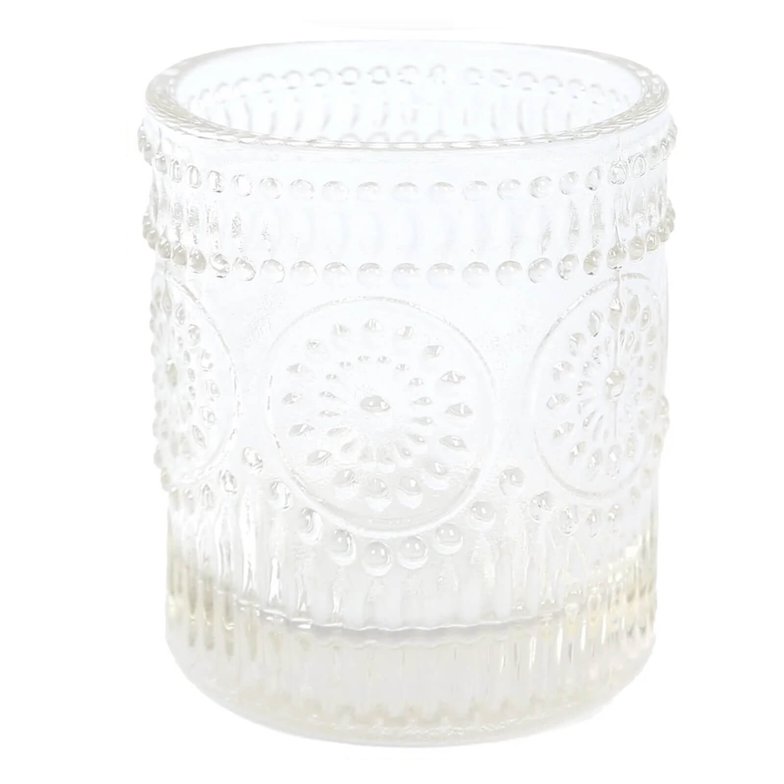 6-Pack Clear Glass Votive Tealight Holders – Stylish Primrose Design for Weddings & Décor