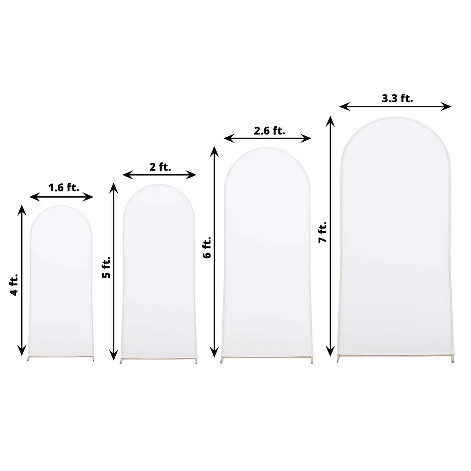 Set of 4 Matte White Spandex Fitted Wedding Arch Covers For Round Top Chiara Backdrop Stands - 4ft,5ft,6ft,7ft