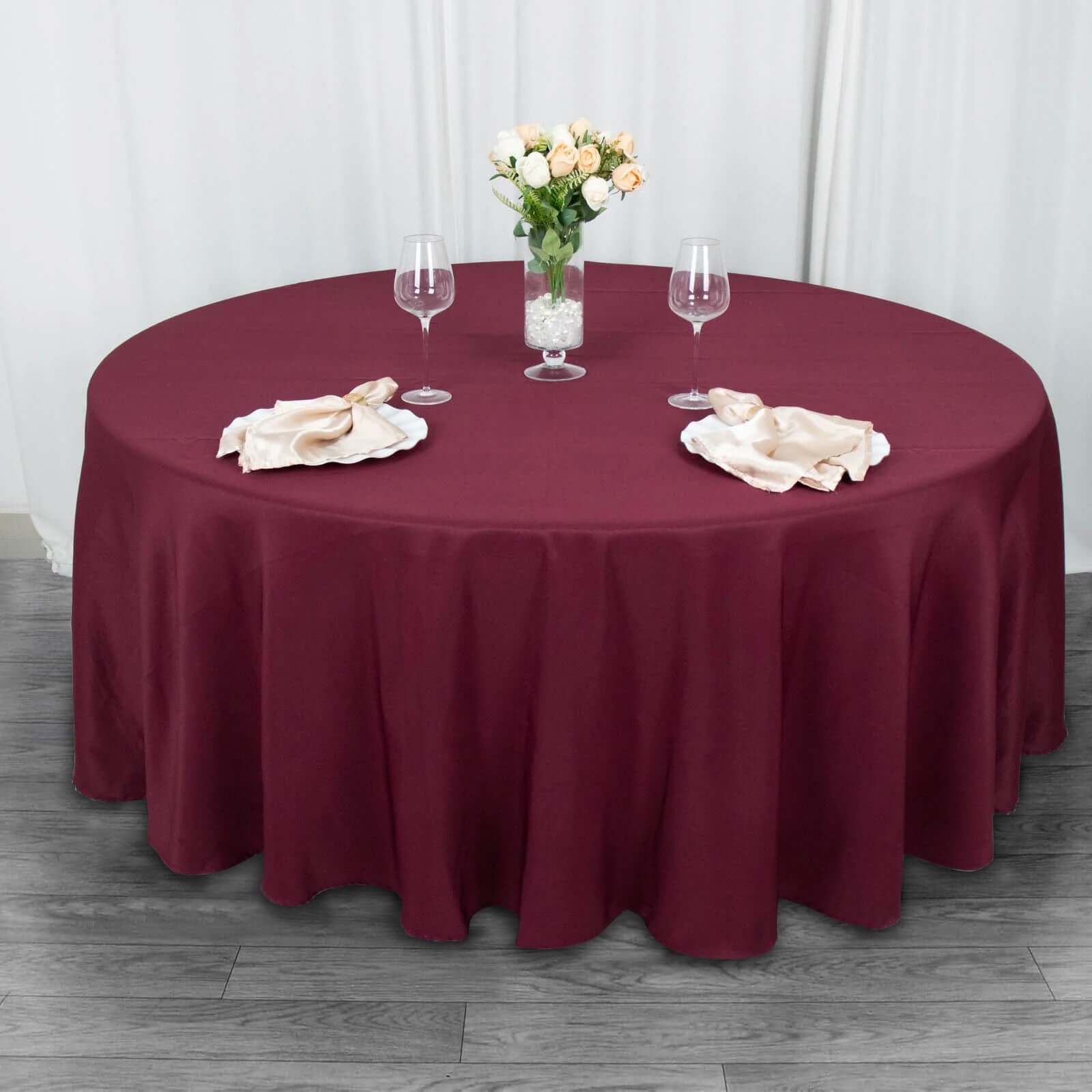 Premium Polyester 108 Round Tablecloth Burgundy - Wrinkle-Resistant 220GSM Table Cover