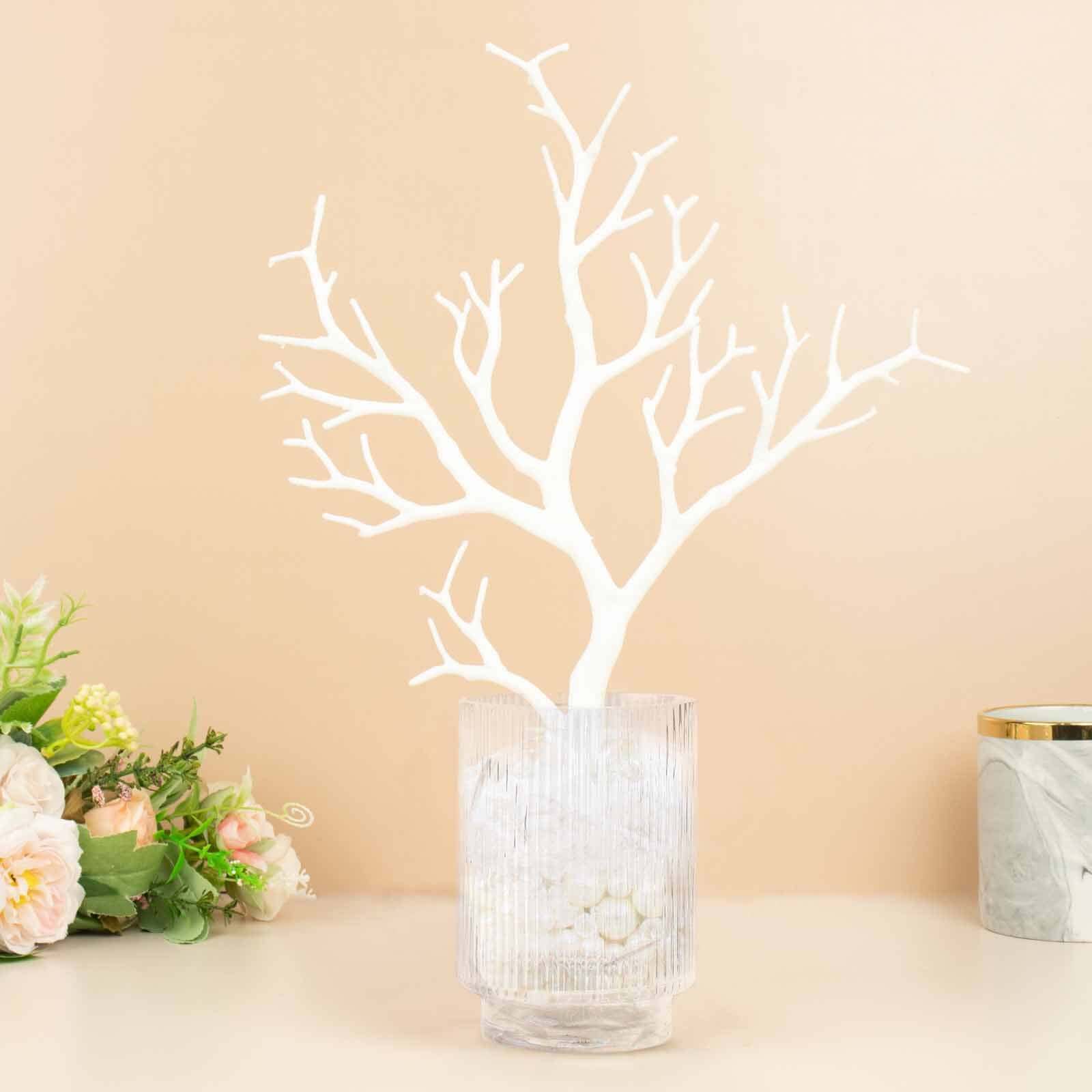 10-Pack Artificial Manzanita Tree Branch White - Flexible Faux Branches Dry Craft Plant Twigs Decor for Vase Filler Home Wedding Centerpiece Ornament 14