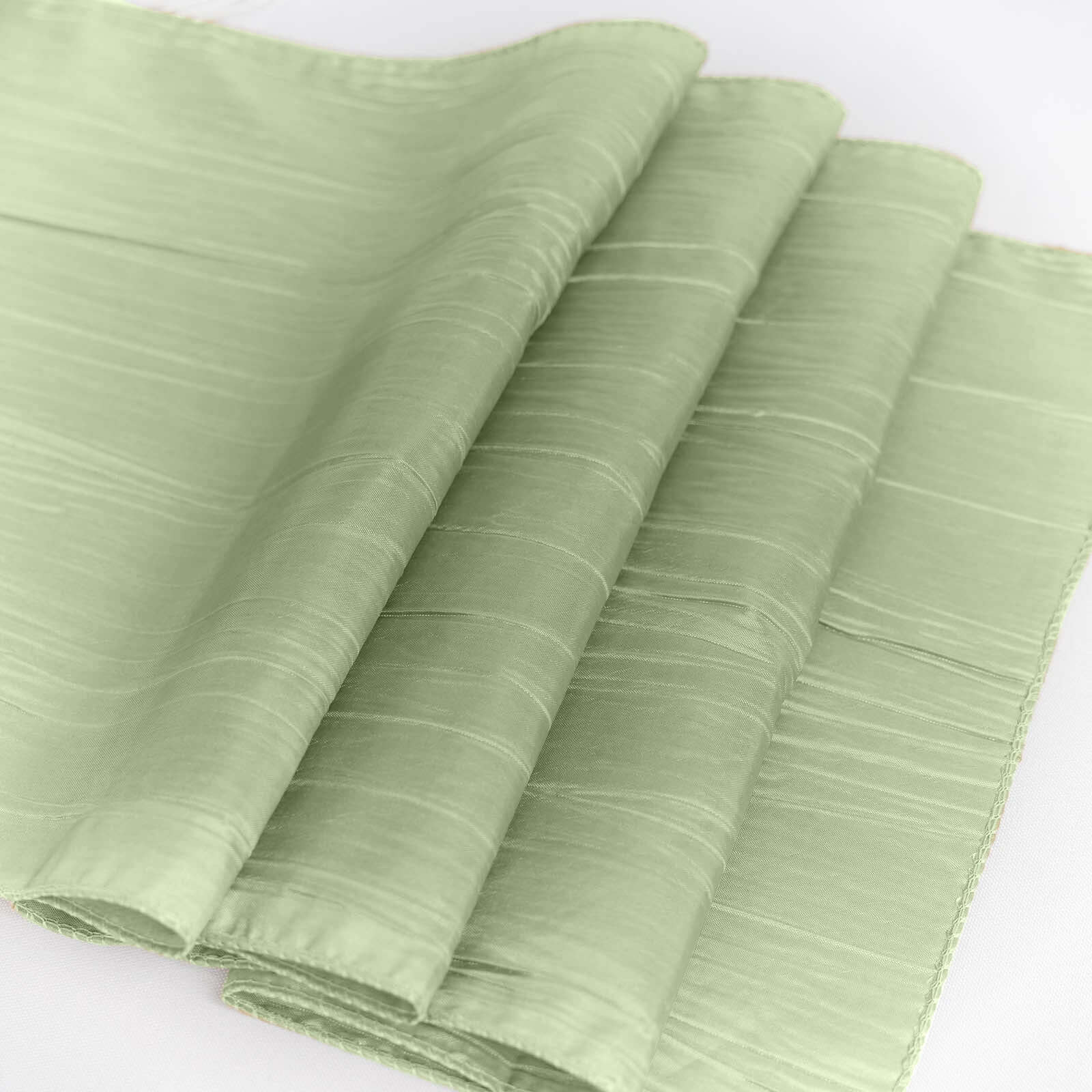 Taffeta 12x108 Table Runner Sage Green - Accordion Crinkle Design