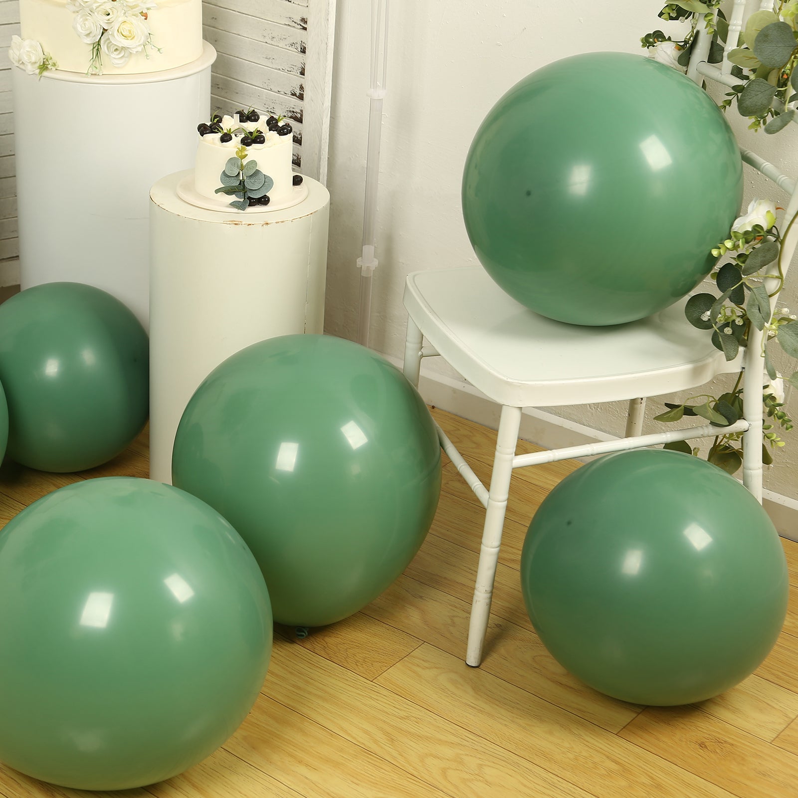 10 Pack Matte Pastel Dusty Sage Green Biodegradable Balloons 18, Round Eco-friendly Thick Latex Party Balloons