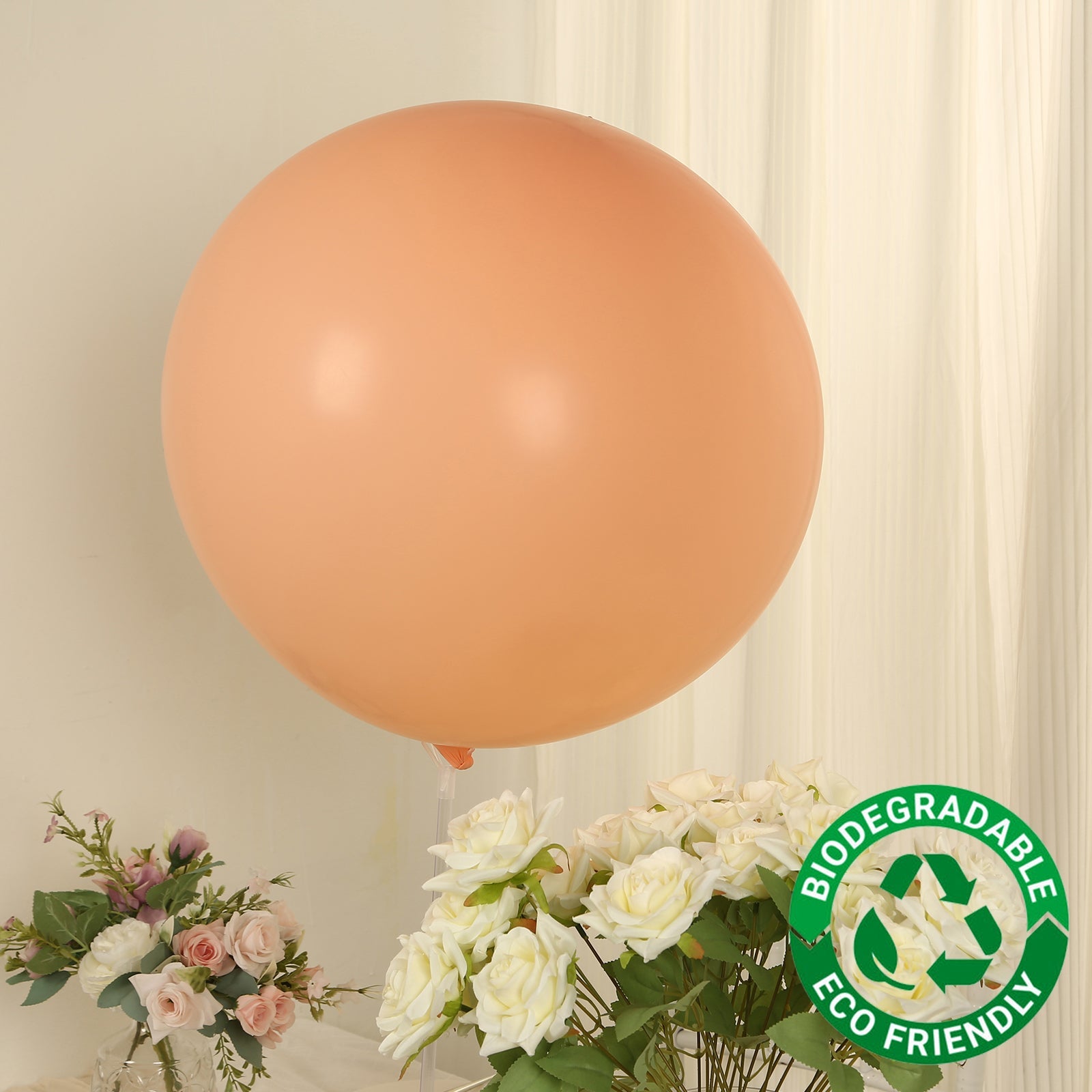 5 Pack Large Matte Pastel Blush Biodegradable Balloons, 36 Round Eco-friendly Thickened Latex Party Balloons