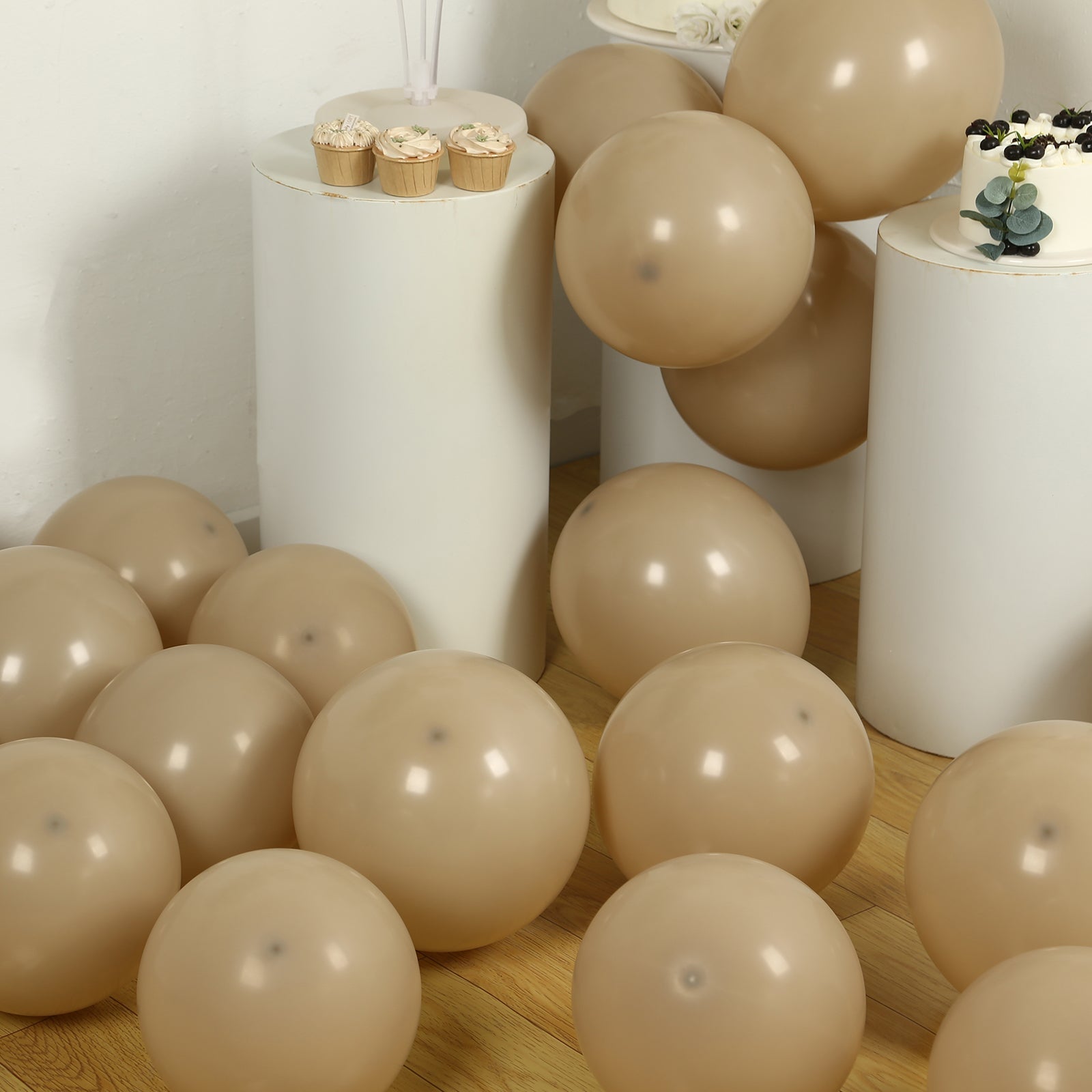 50 Pack Matte Pastel Taupe Biodegradable Balloons 12, Round Eco-friendly Thick Latex Party Balloons