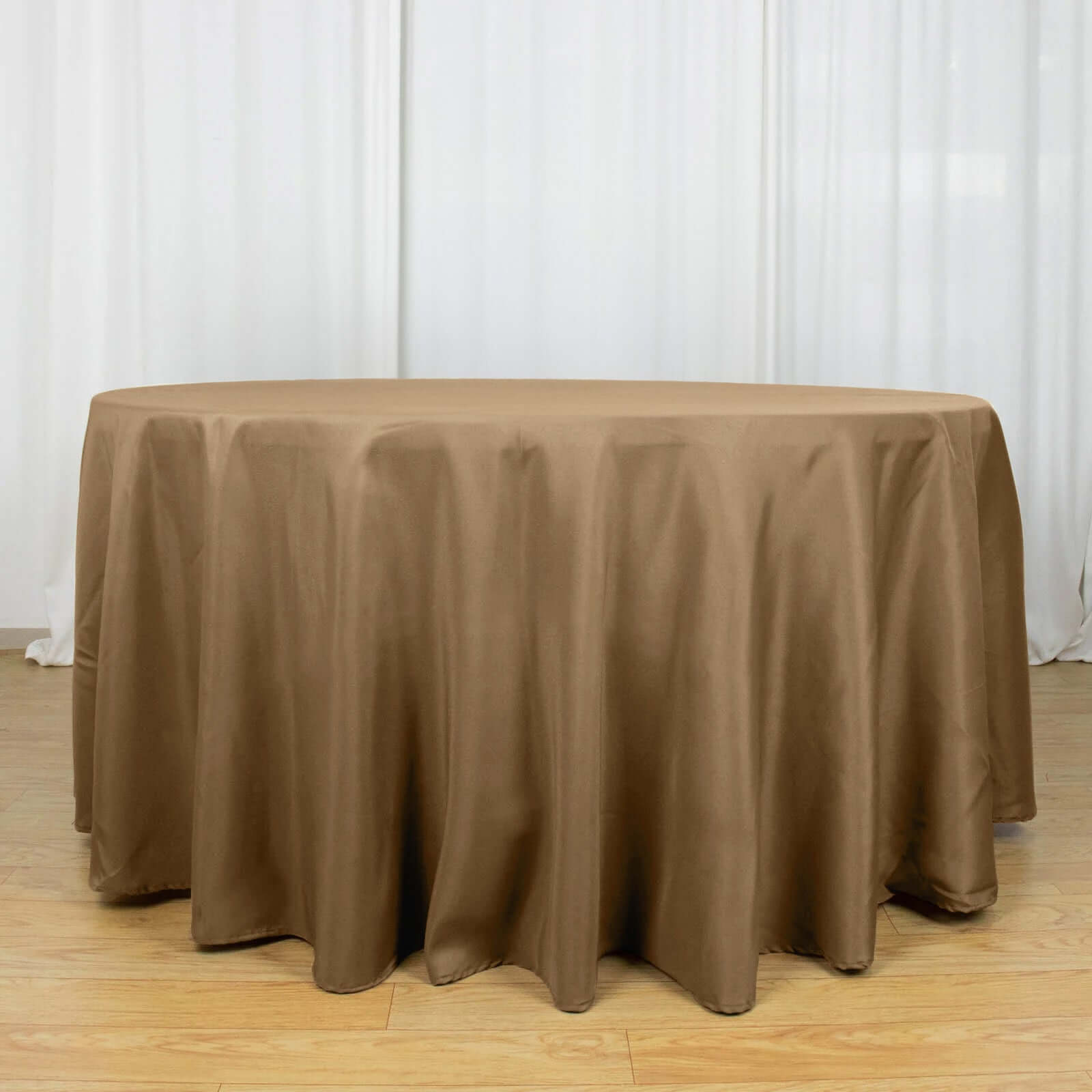 Polyester 120 Round Tablecloth Taupe - Seamless Wrinkle-Resistant Table Cover