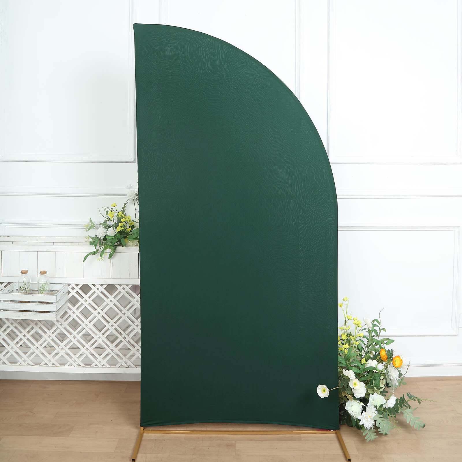 7ft Matte Hunter Emerald Green Spandex Half Moon Chiara Backdrop Stand Cover, Custom Fitted Wedding Arch Cover