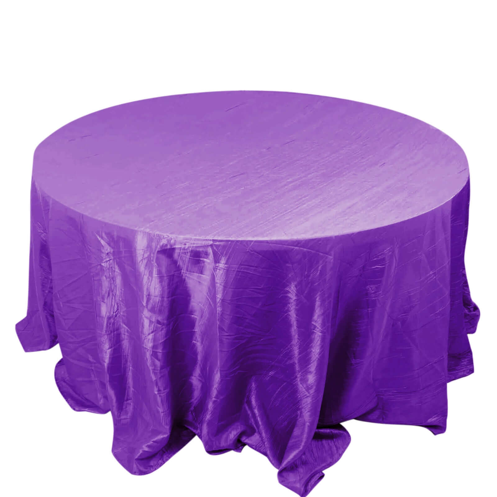 Taffeta 132 Round Tablecloth Purple - Seamless Accordion Crinkle Table Cover