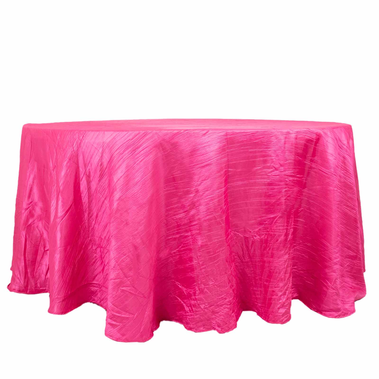 Taffeta 120 Round Tablecloth Fuchsia - Seamless Accordion Crinkle Table Cover