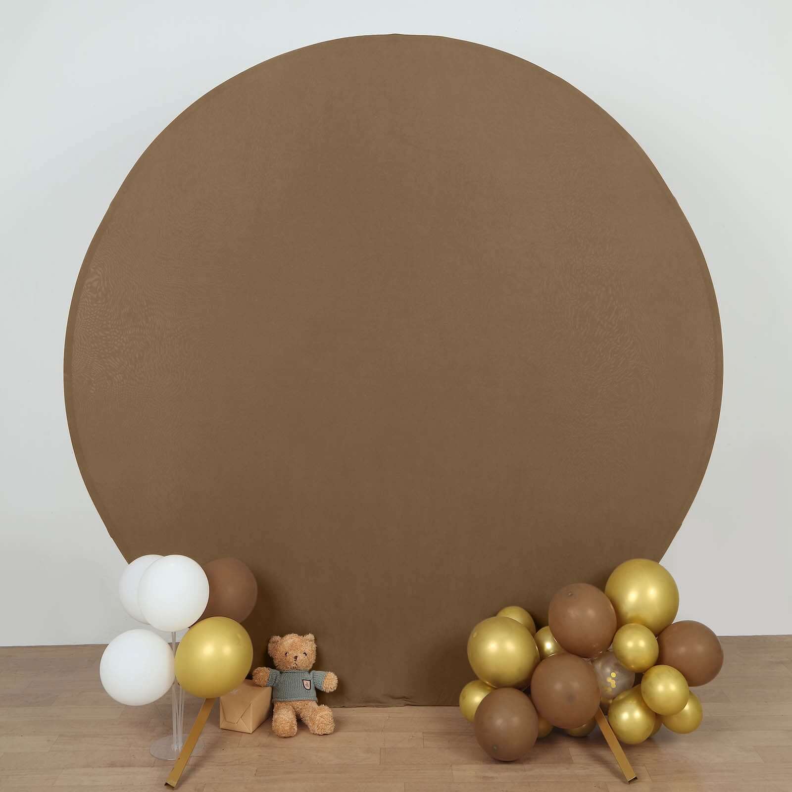 7.5ft Taupe Round Spandex Fit Party Backdrop Stand Cover