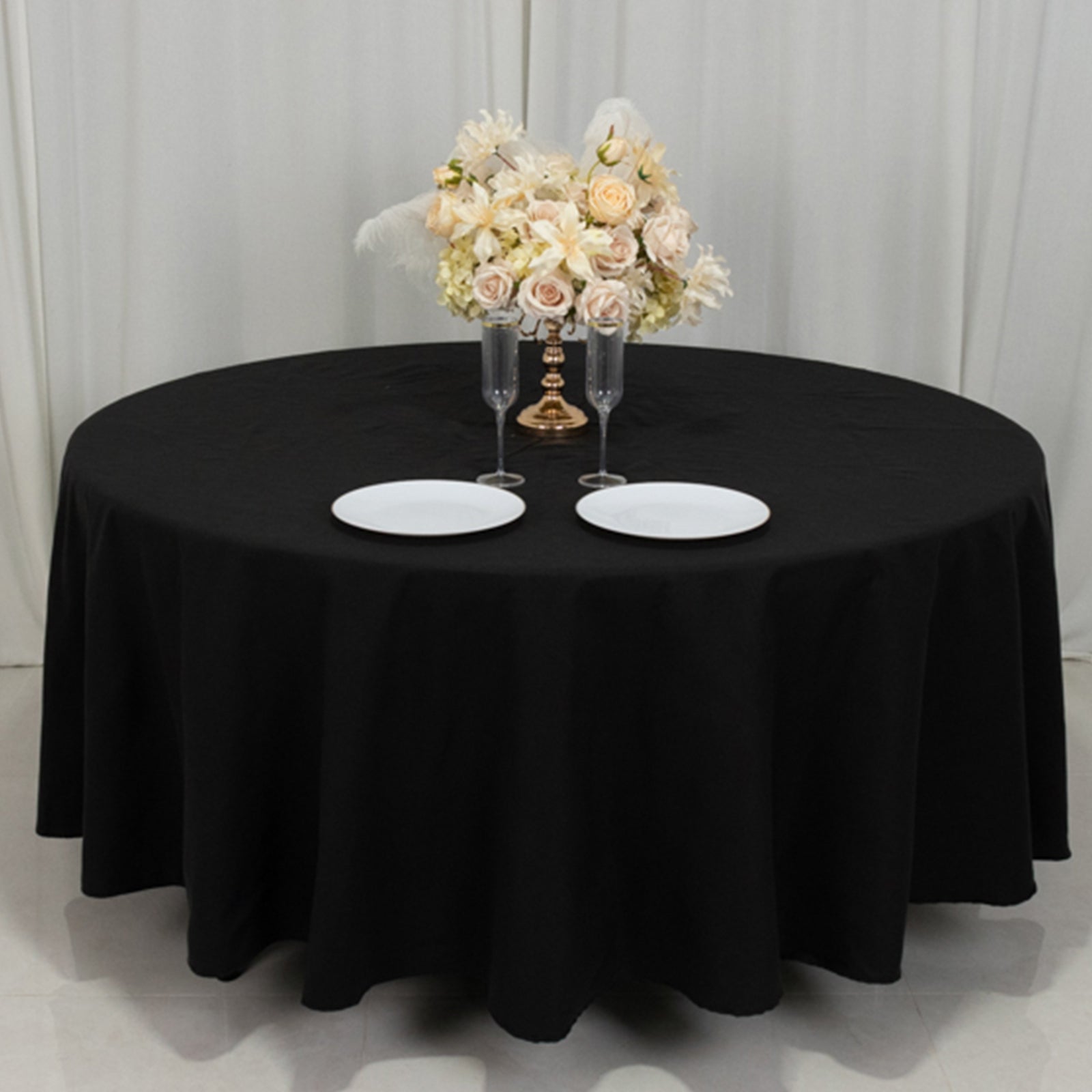 Cotton Blend 108 Round Tablecloth Black - Wrinkle-Resistant Design