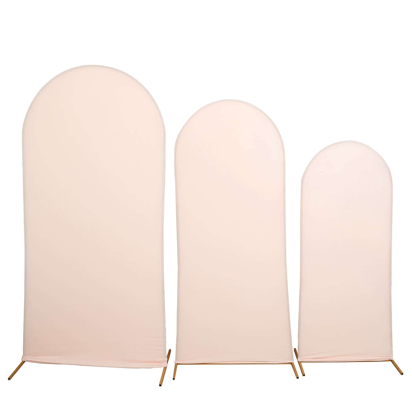 Set of 3 Matte Blush Spandex Fitted Chiara Backdrop Stand Cover For Round Top Wedding Arch - 5ft, 6ft, 7ft