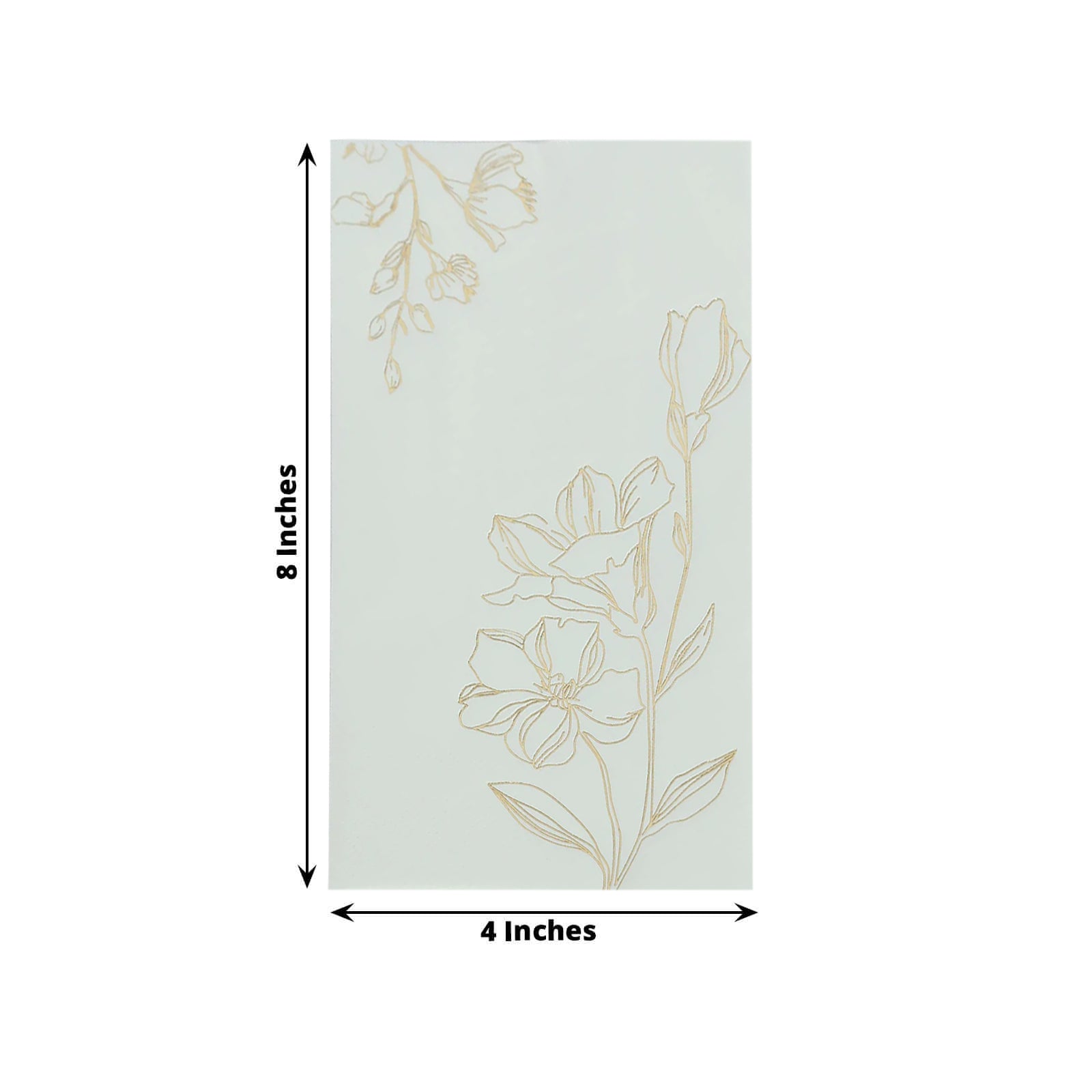 50 Pack White 2-Ply Paper Party Napkins with Gold Lilly Flowers Print, Highly Absorbent Soft Disposable Dinner Napkins