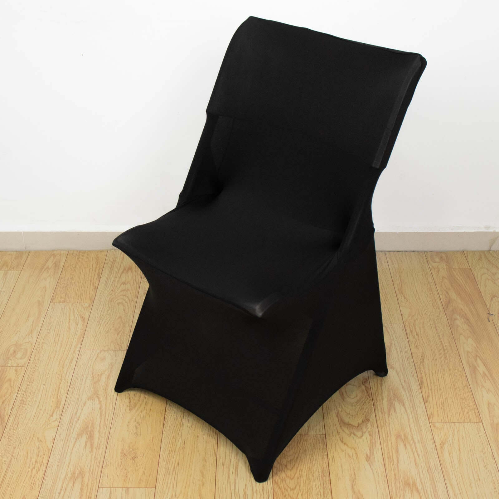 Stretch Spandex Chair Cover Black for Lifetime Folding Chairs - Wrinkle Resistant Snug Fit Slipcover with Foot Pockets