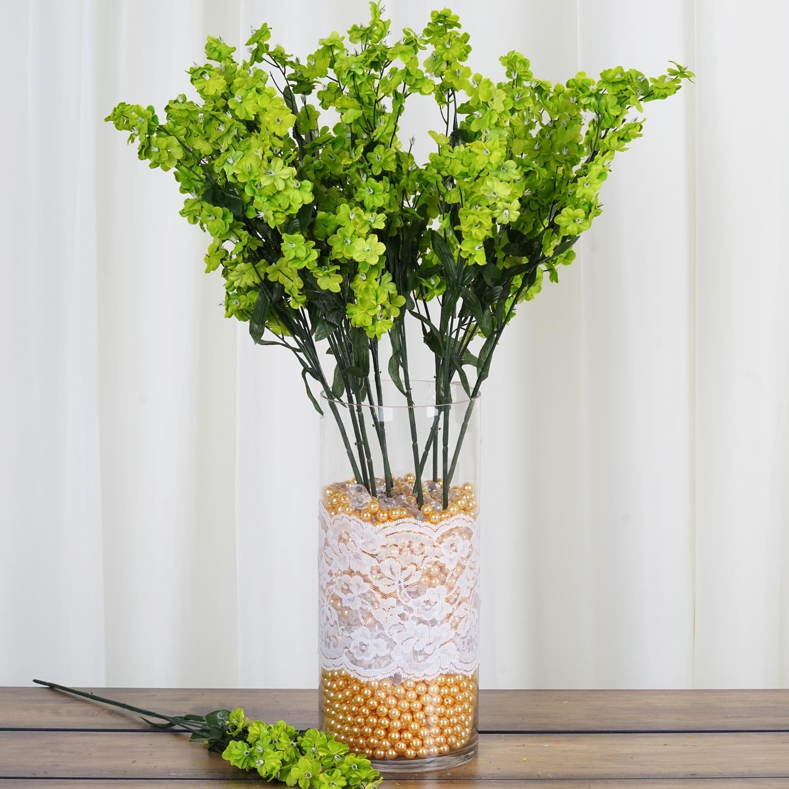 12 Stems Lime Artificial Silk Babys Breath Flower Bushes Spray