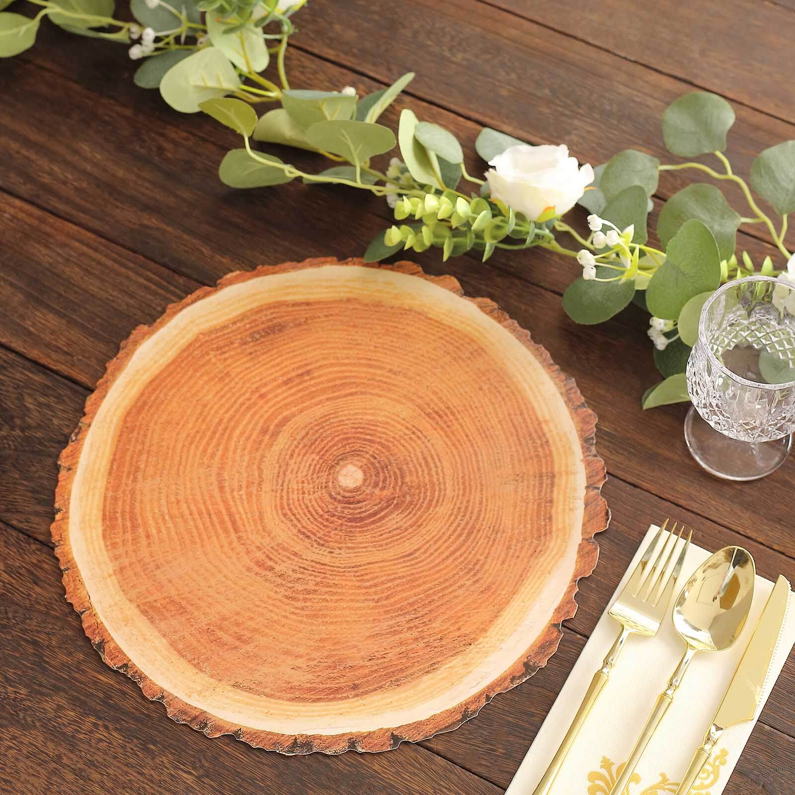 6-Pack Disposable Table Placemats in Natural Wood Slice Print - 700GSM Cardboard Placemats for Boho Farmhouse Decor 13