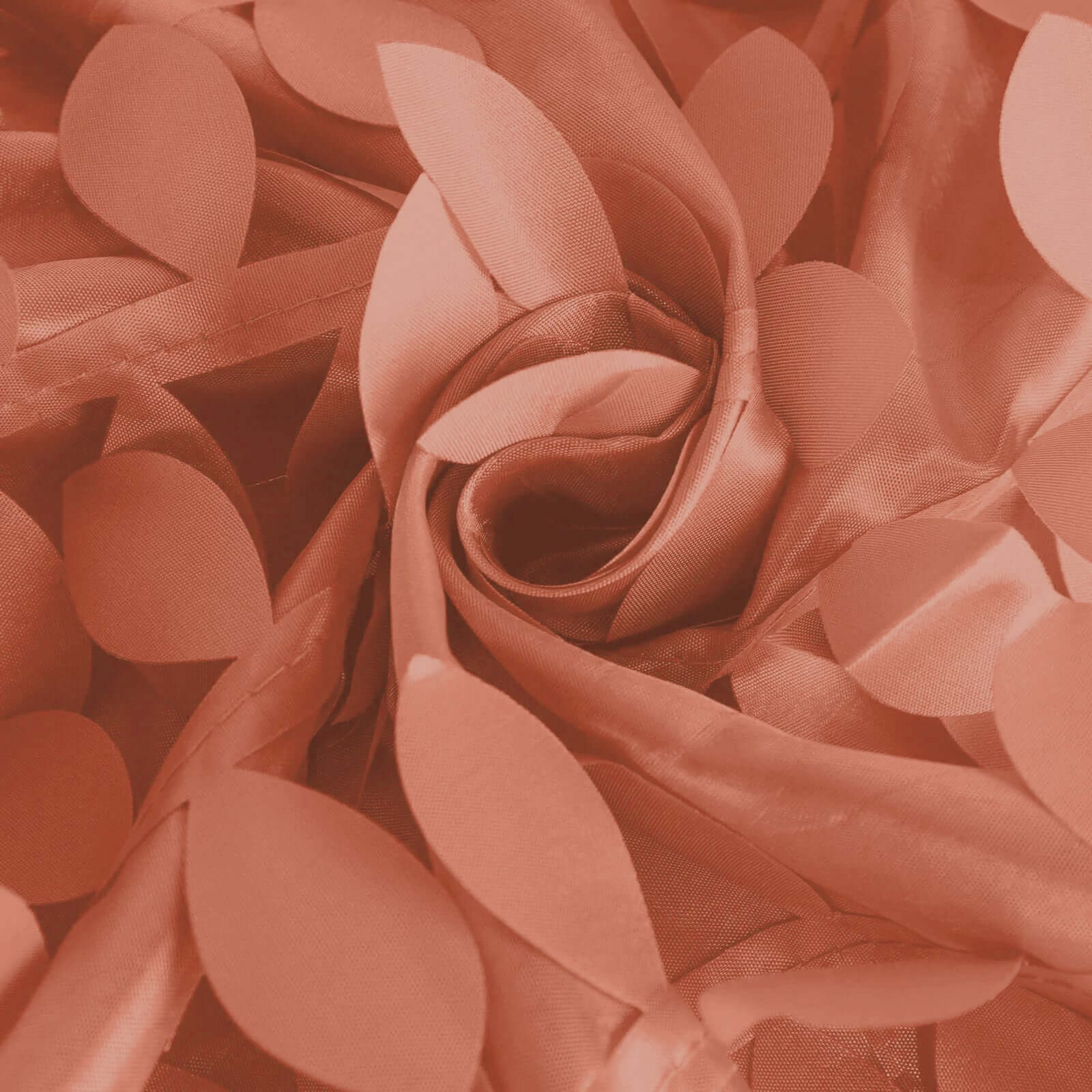 Taffeta 132 Round Tablecloth Terracotta (Rust) Leaf | 3D Leaf Petal Design Seamless Table Cover