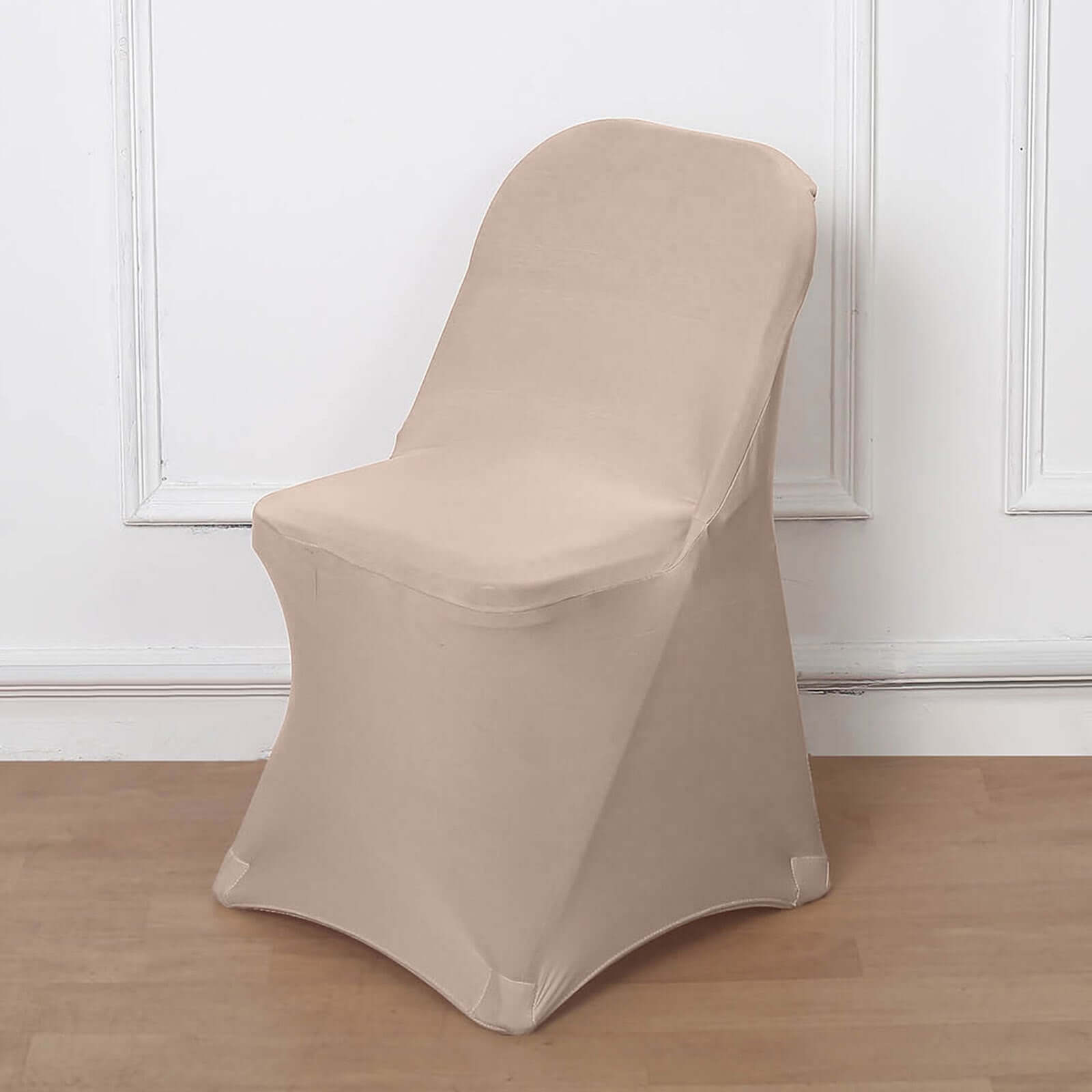 Stretch Spandex Chair Cover Nude for Folding Chairs - Reusable & Wrinkle-Resistant 160GSM Fitted Slipcover