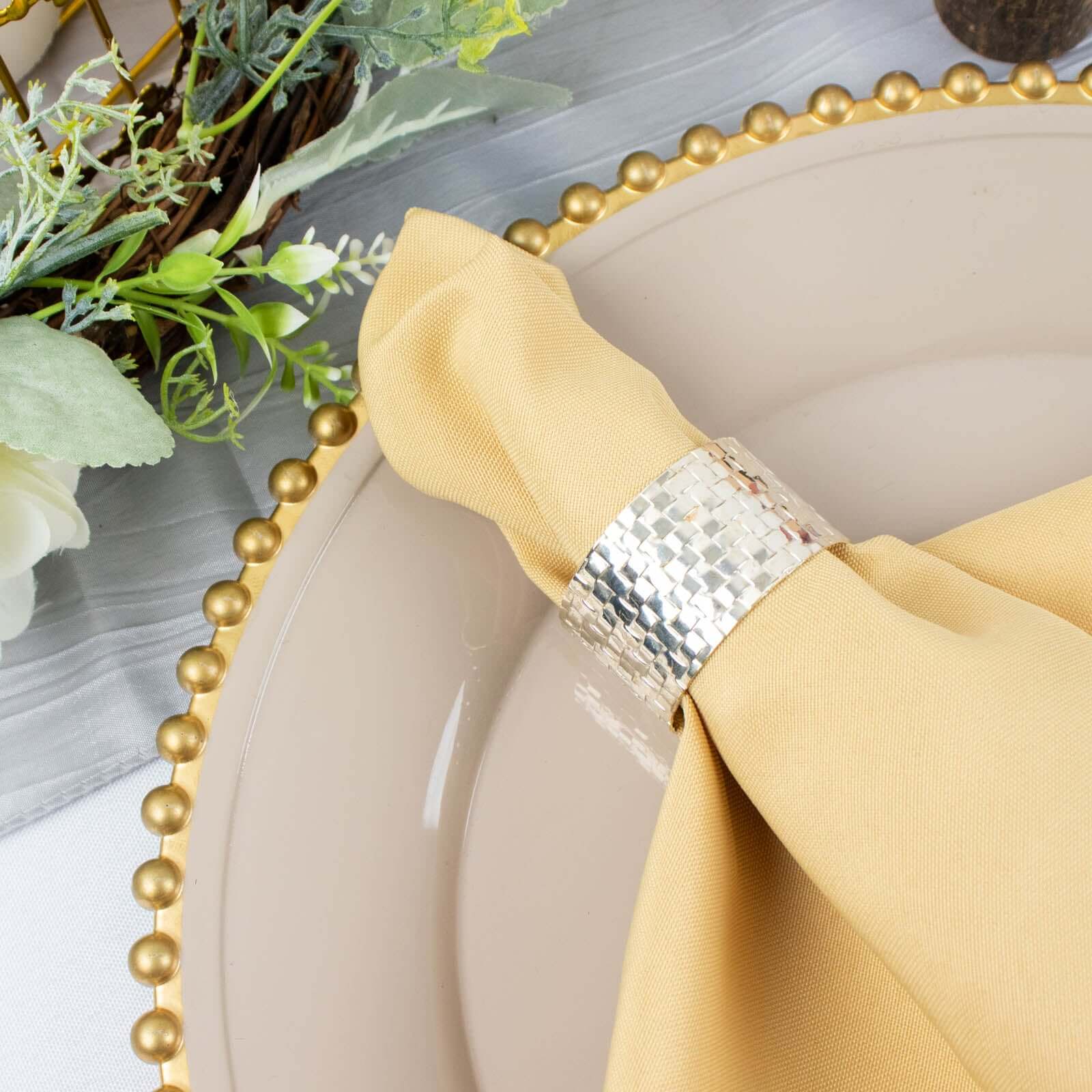 5 Pack Premium Polyester 20x20 Napkins Champagne - Wrinkle-Resistant & Durable Dinner Napkins