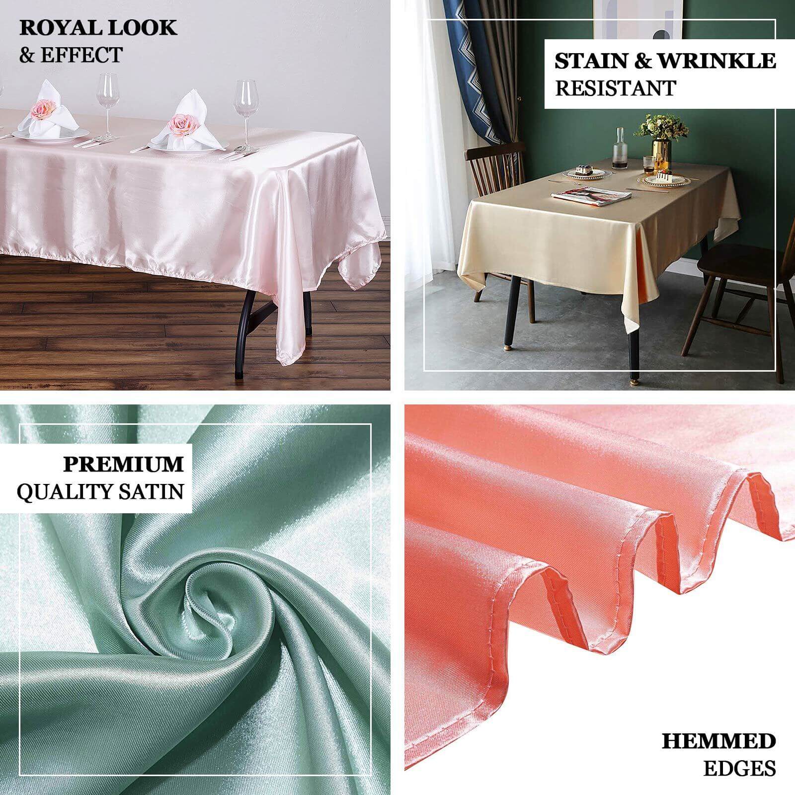 Satin Rectangular 60x102 Tablecloth Cinnamon Rose - Smooth and Lustrous Table Cover