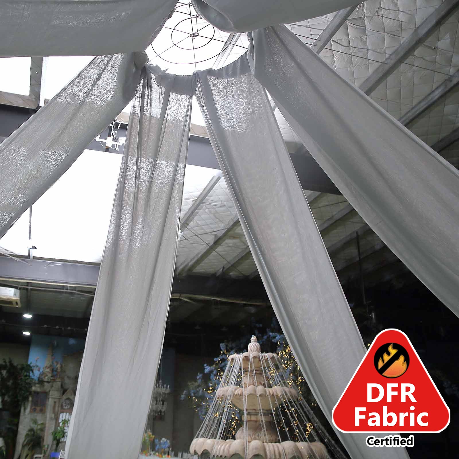 10ftx30ft Silver Sheer Ceiling Drape Curtain Panels Fire Retardant Fabric