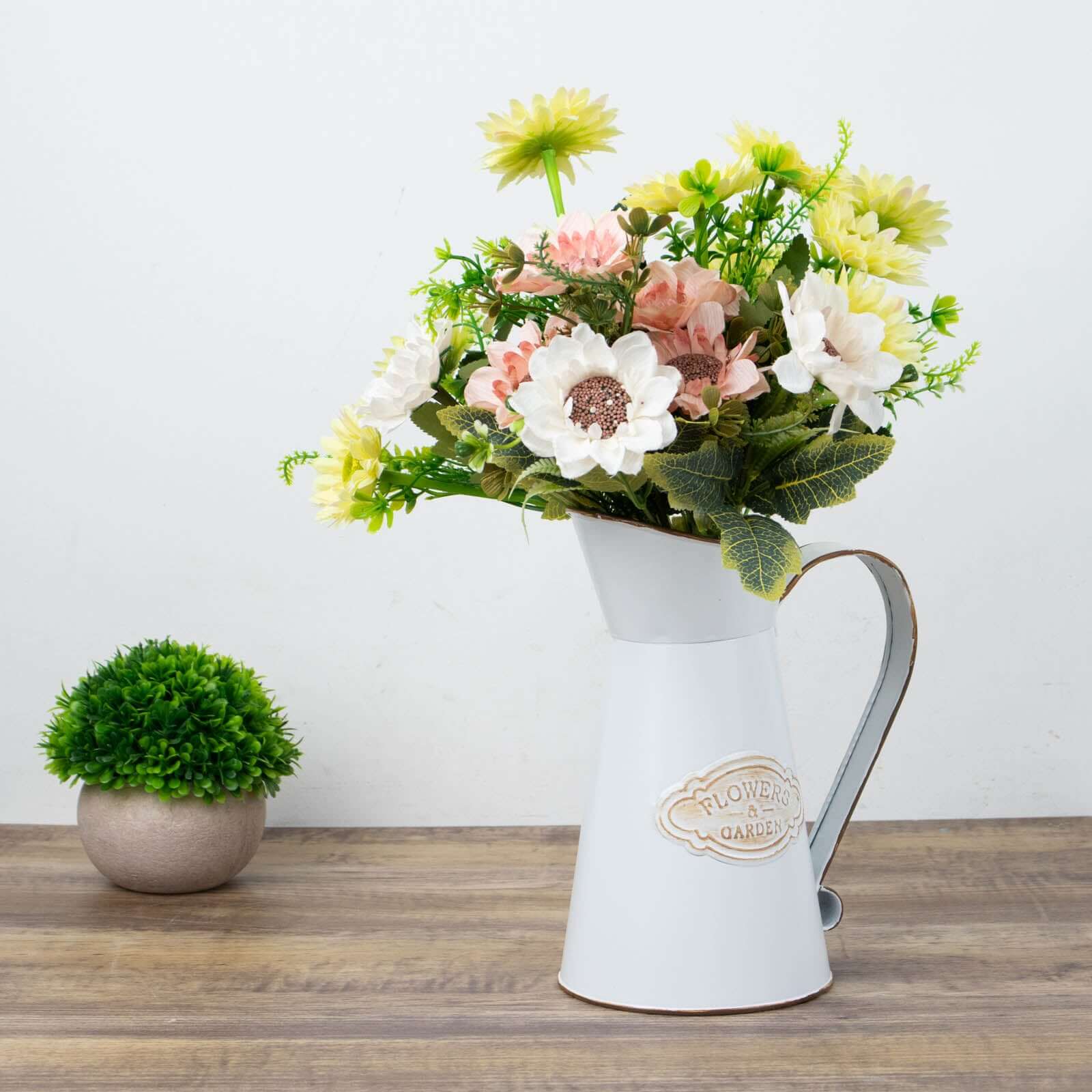 Metal Garden Water Pitcher Rustic Milk Jug Design - Shabby Chic Decorative Flower Vase 9